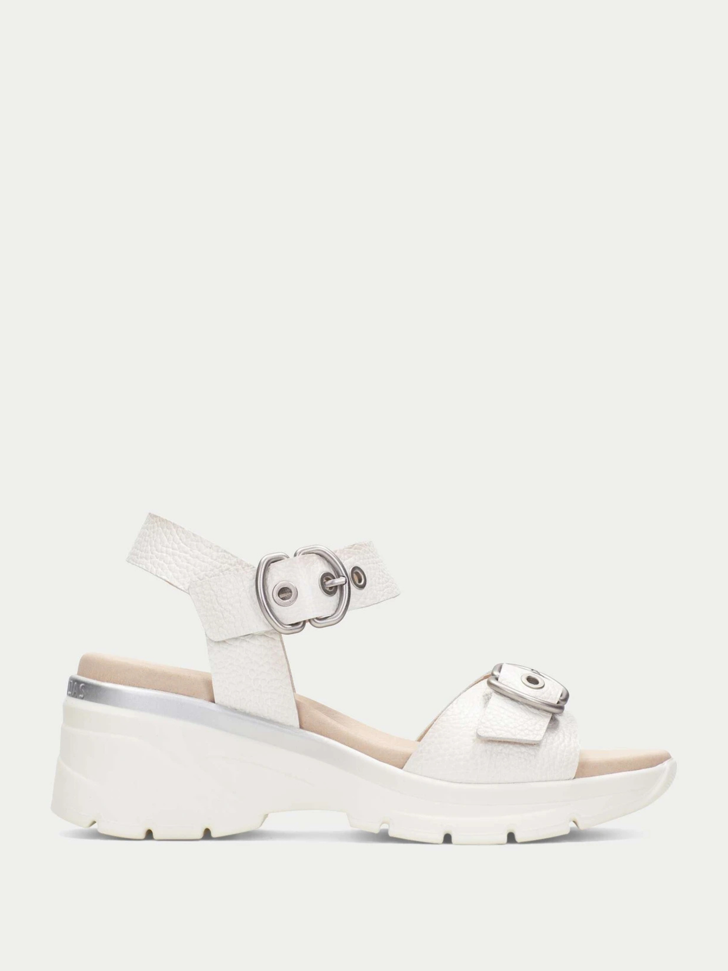 Hispanitas - White Sporty Two Strap Chunky Sandals With Silver Trim