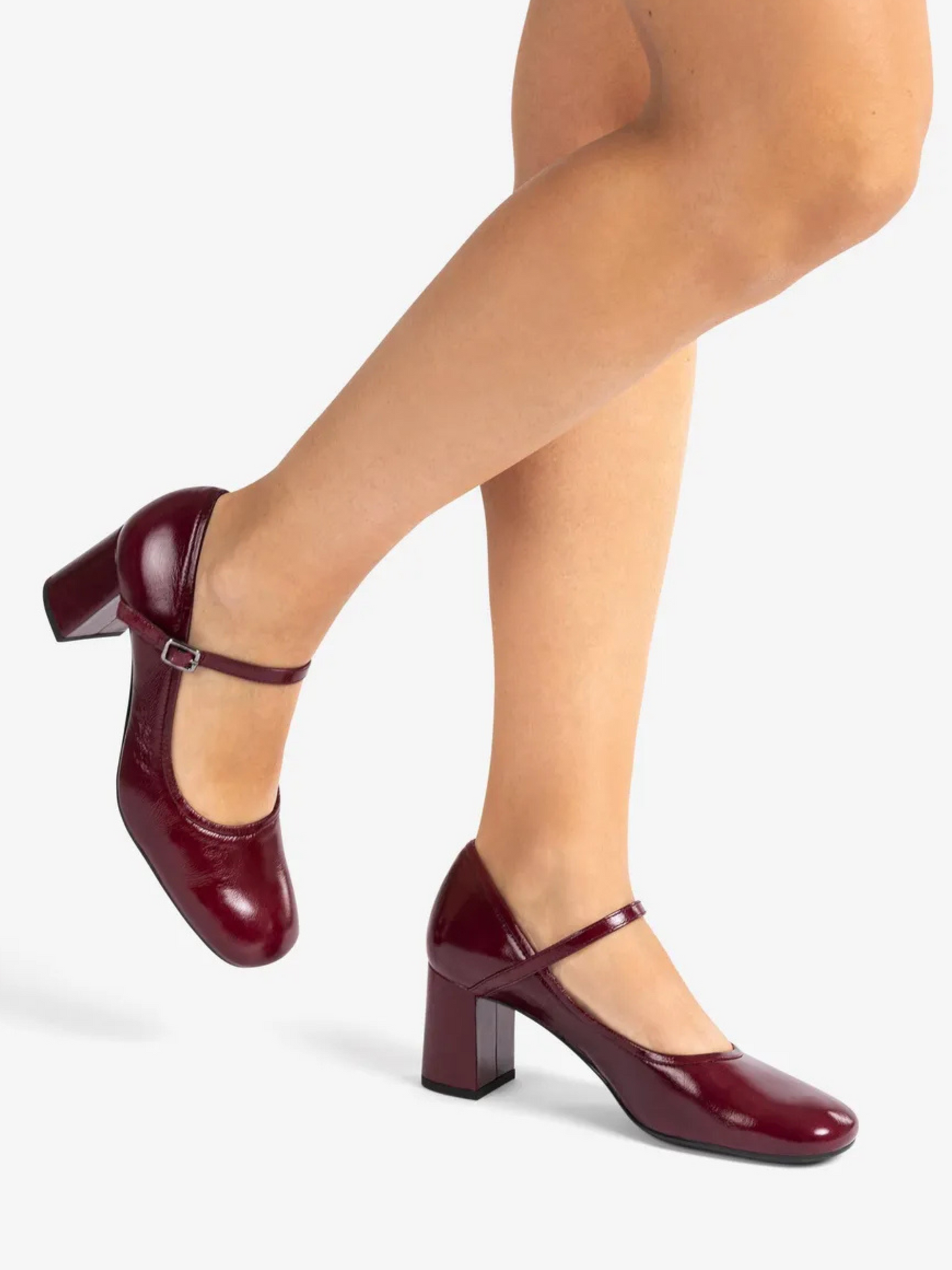 Unisa - Burgundy Mary Jane Block Heel Shoe