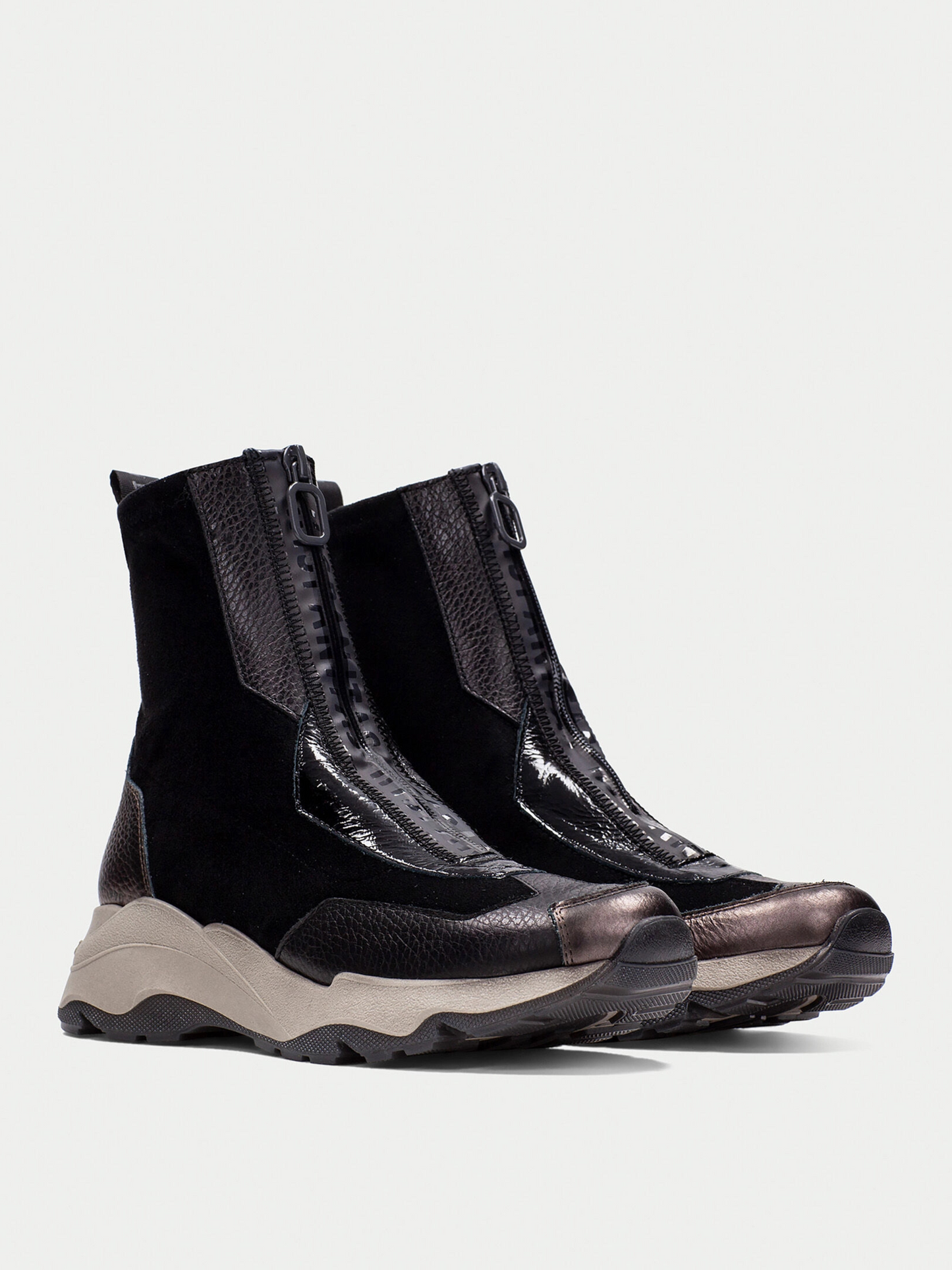 Hispanitas - Black Sporty Sole Zip Up Boot With Metallic Trim