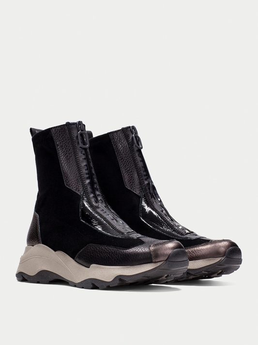 Hispanitas - Black Sporty Sole Zip Up Boot With Metallic Trim