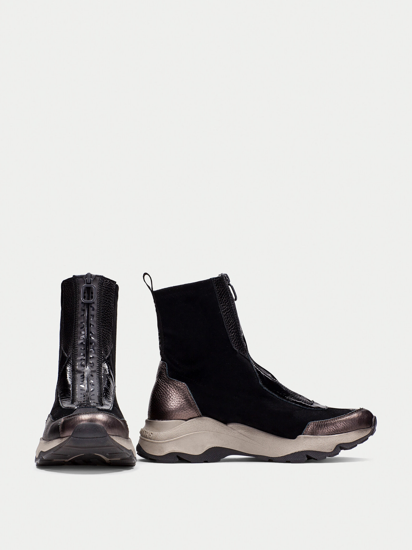 Hispanitas - Black Sporty Sole Zip Up Boot With Metallic Trim