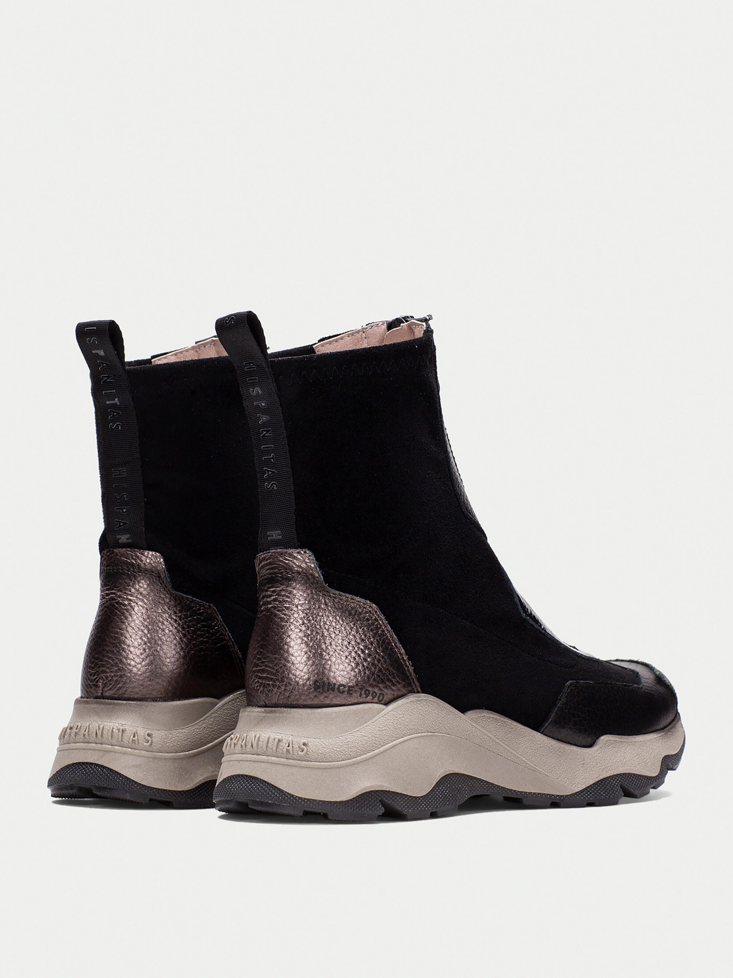 Hispanitas - Black Sporty Sole Zip Up Boot With Metallic Trim