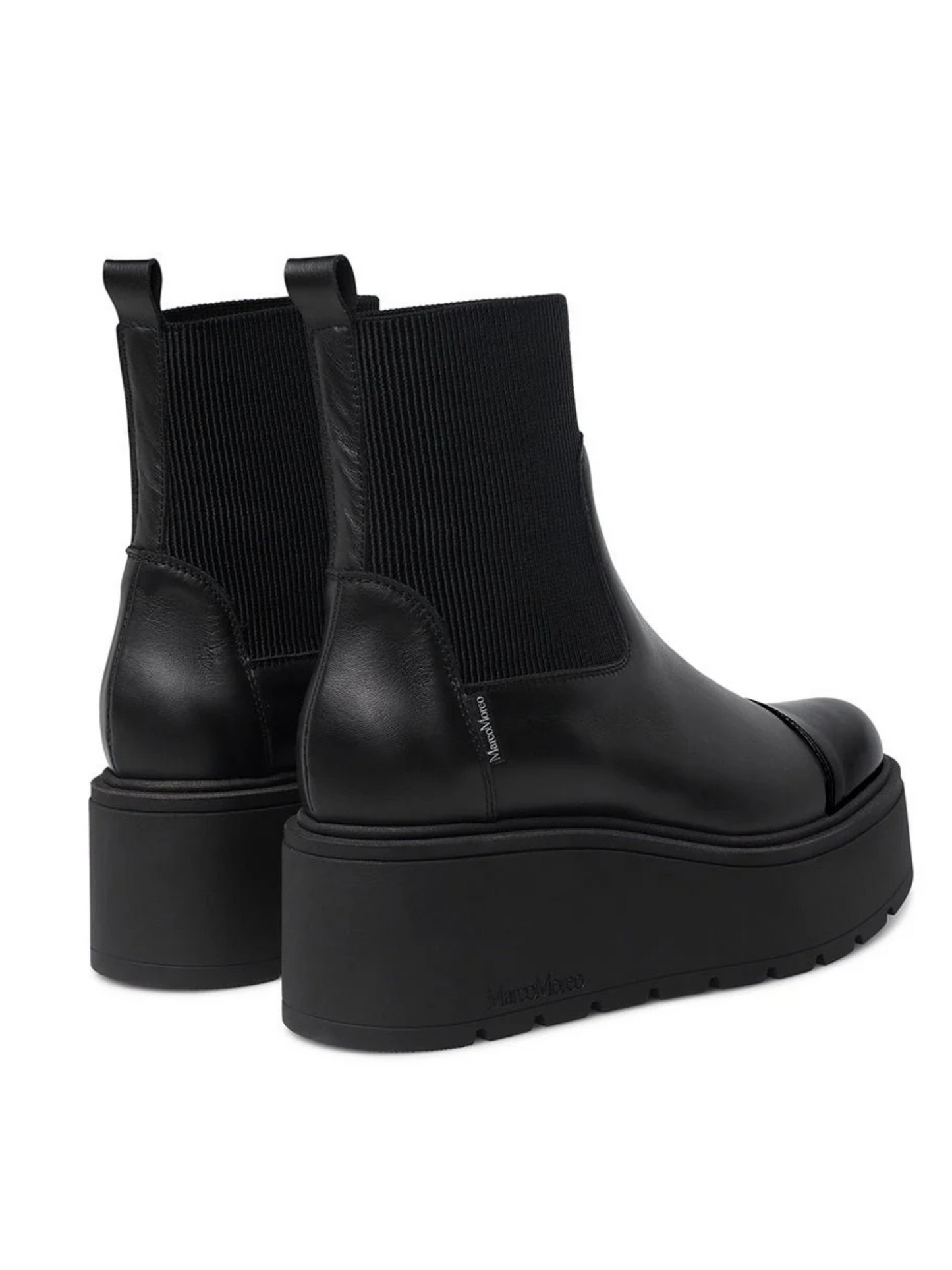Marco Moreo - Brenda Black Leather & Fabric Panel Platform Boot