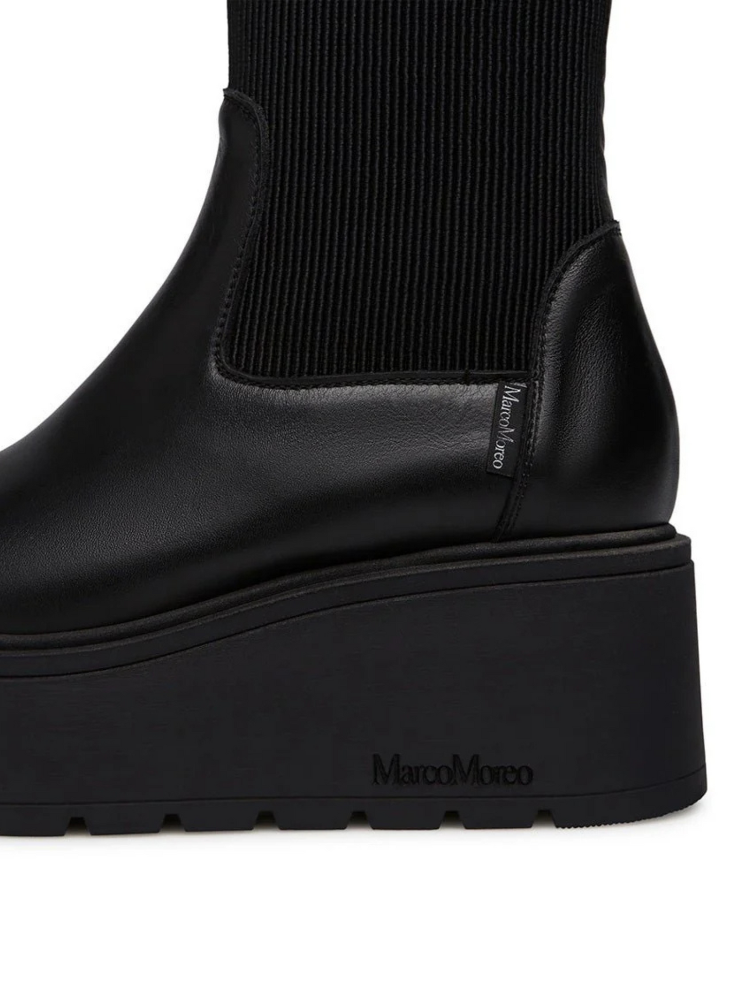 Marco Moreo - Brenda Black Leather & Fabric Panel Platform Boot