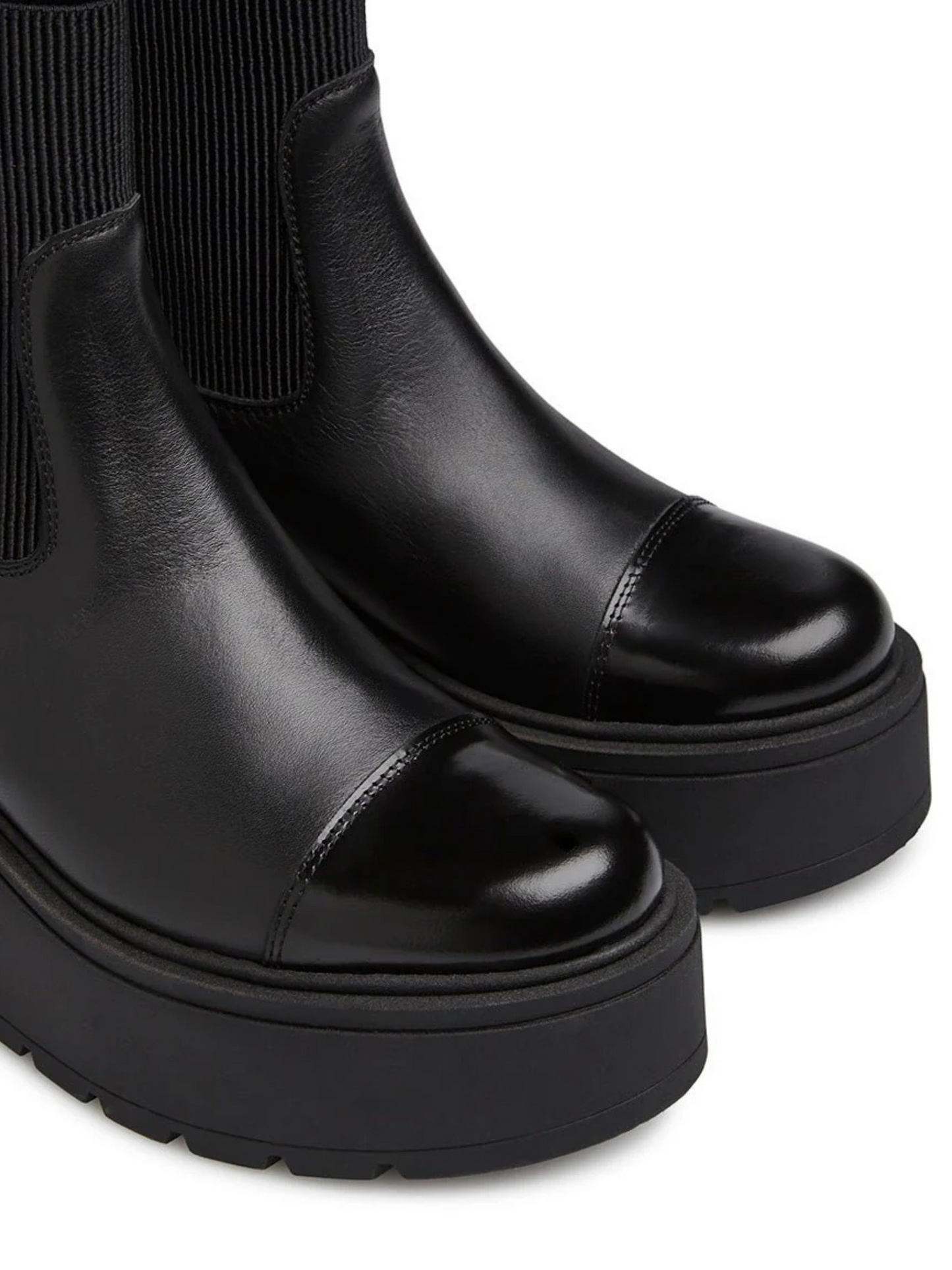 Marco Moreo - Brenda Black Leather & Fabric Panel Platform Boot