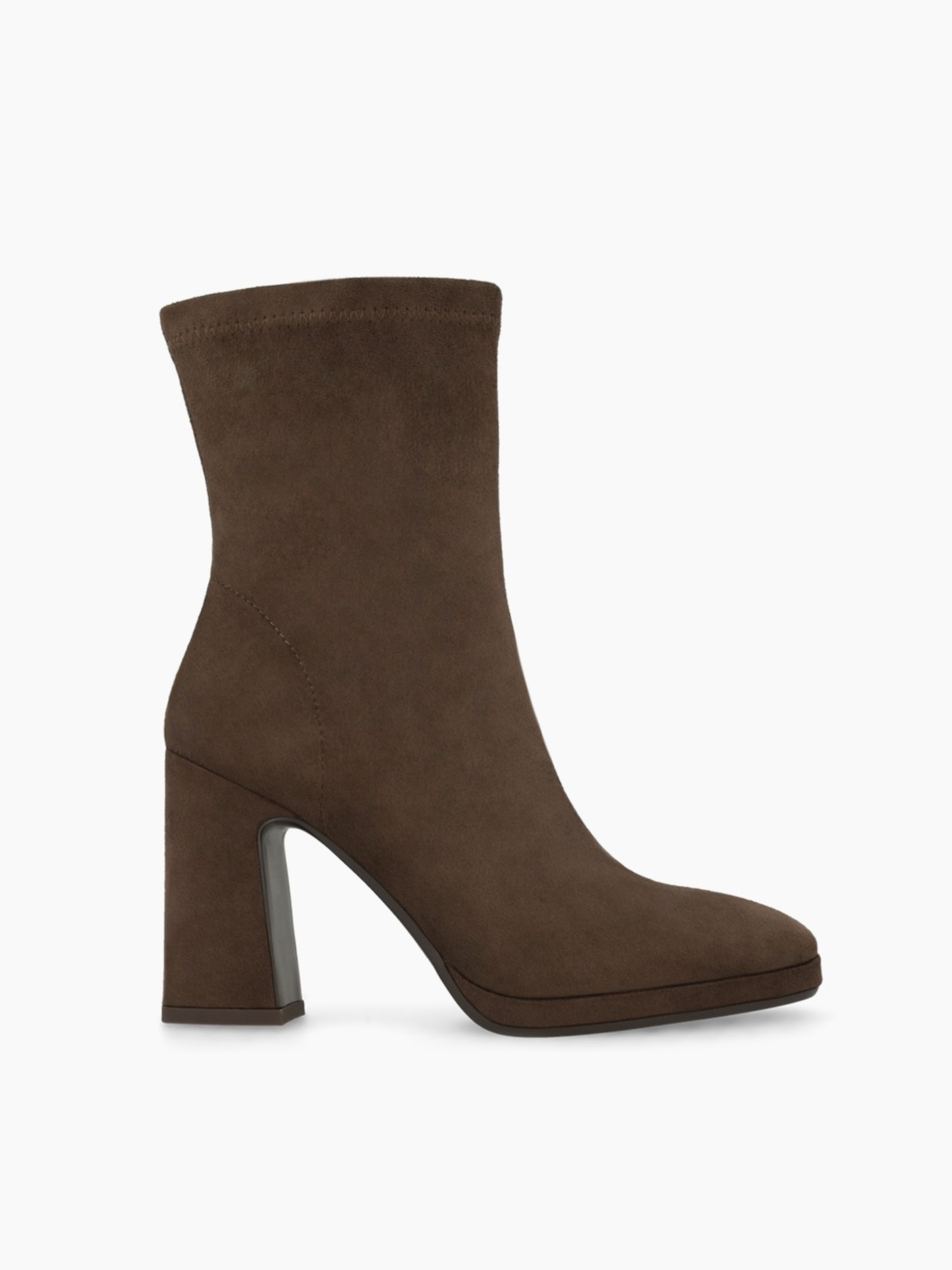 Lodi - Brown Suede Block Heel Sock Boot