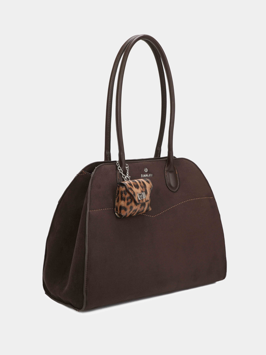 Binnari - Glen Brown Suede Large Two Handle Bag
