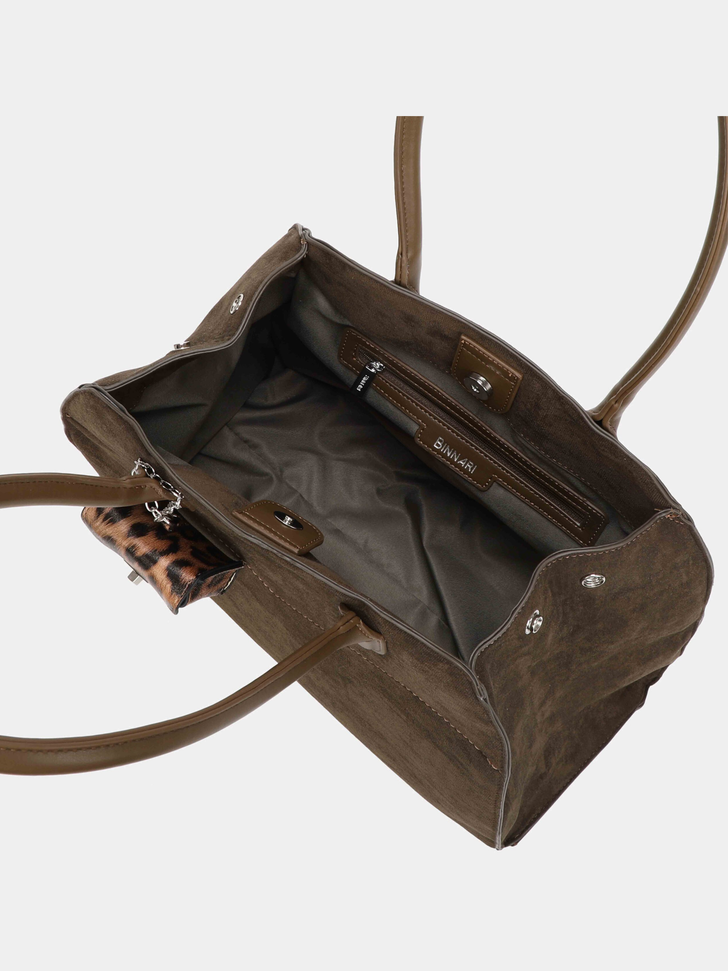 Binnari - Glen Khaki  Suede Large Two Handle Bag