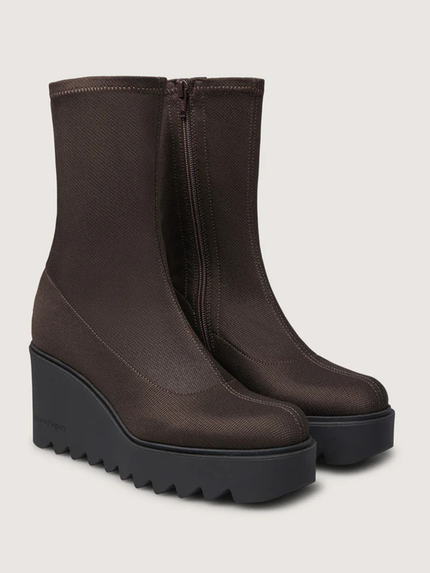 Marco Moreo - Brown Fabric Wedge Boot With Stud Trim