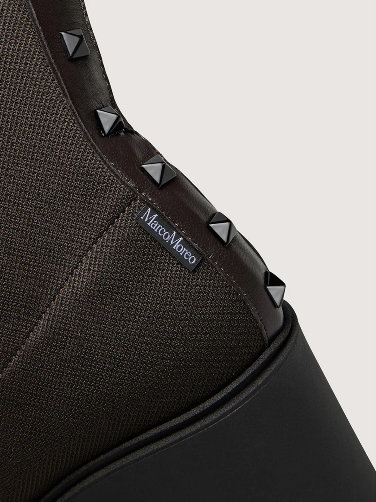 Marco Moreo - Brown Fabric Wedge Boot With Stud Trim