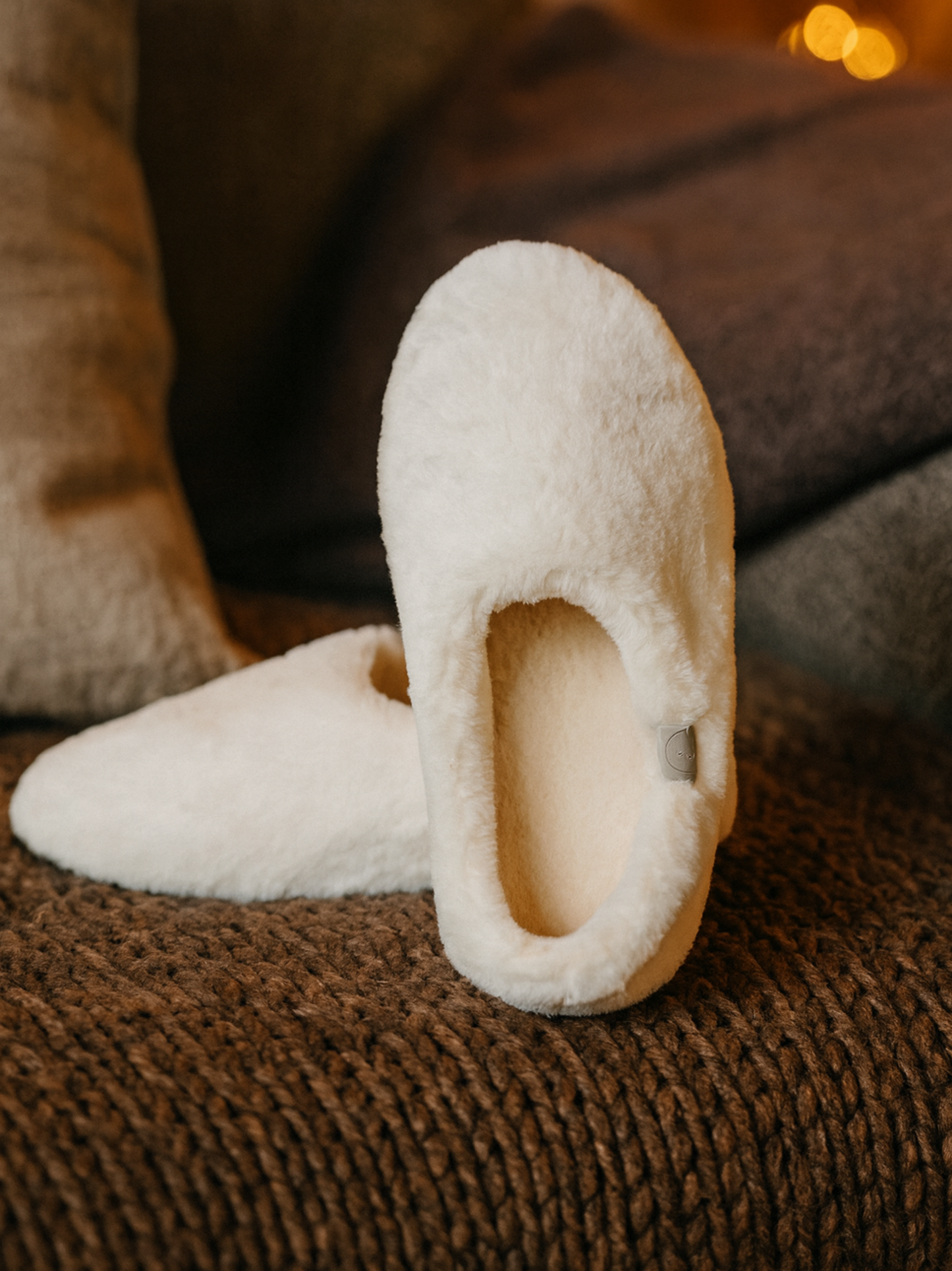 Another Step - Fluffy White Closed in Slipper