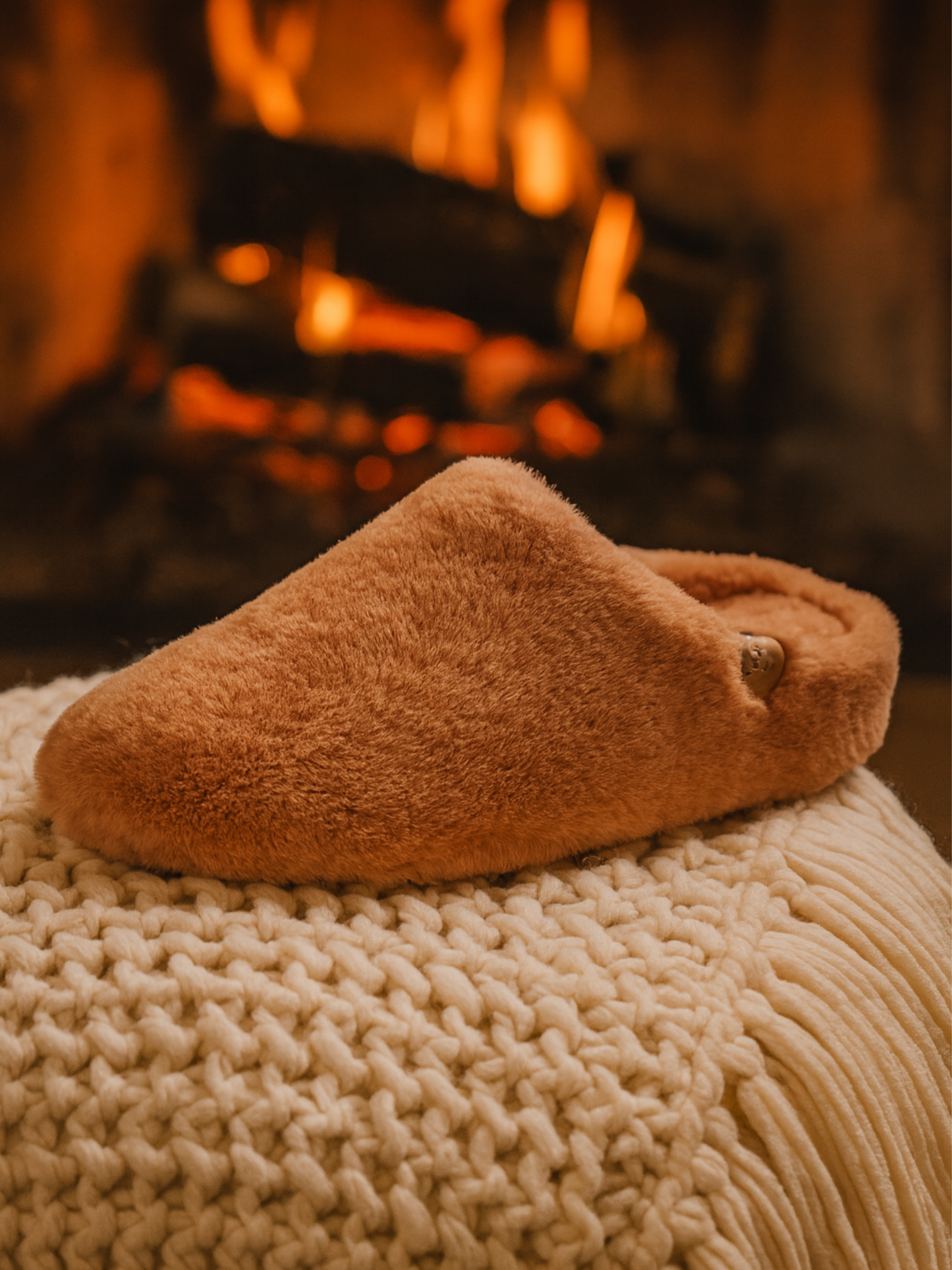 Another Step - Fluffy Orange Slip On Mule Slipper