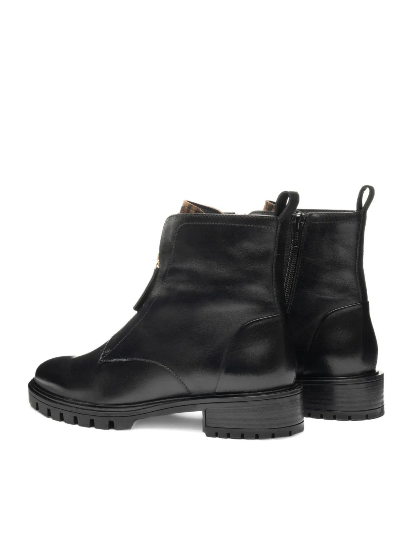 Ara -  Black Leather Boot With Leopard Print Trim