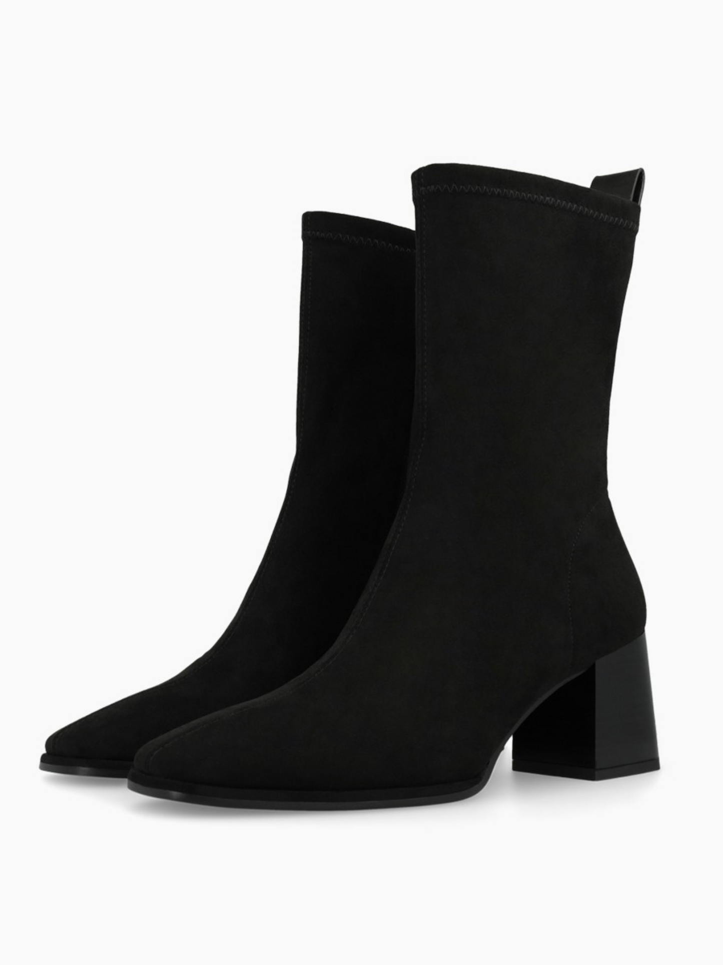 Lodi -Black Suede Block Heel Sock Boot