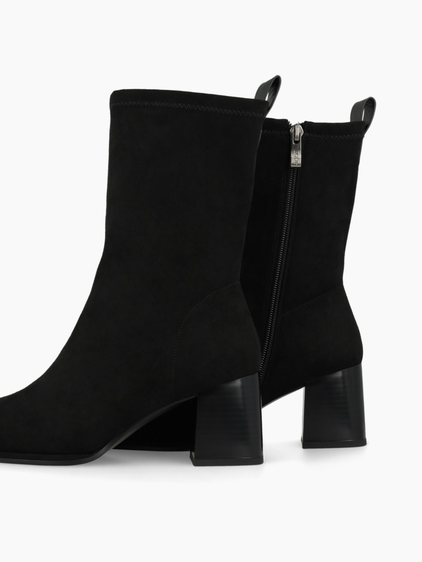 Lodi -Black Suede Block Heel Sock Boot