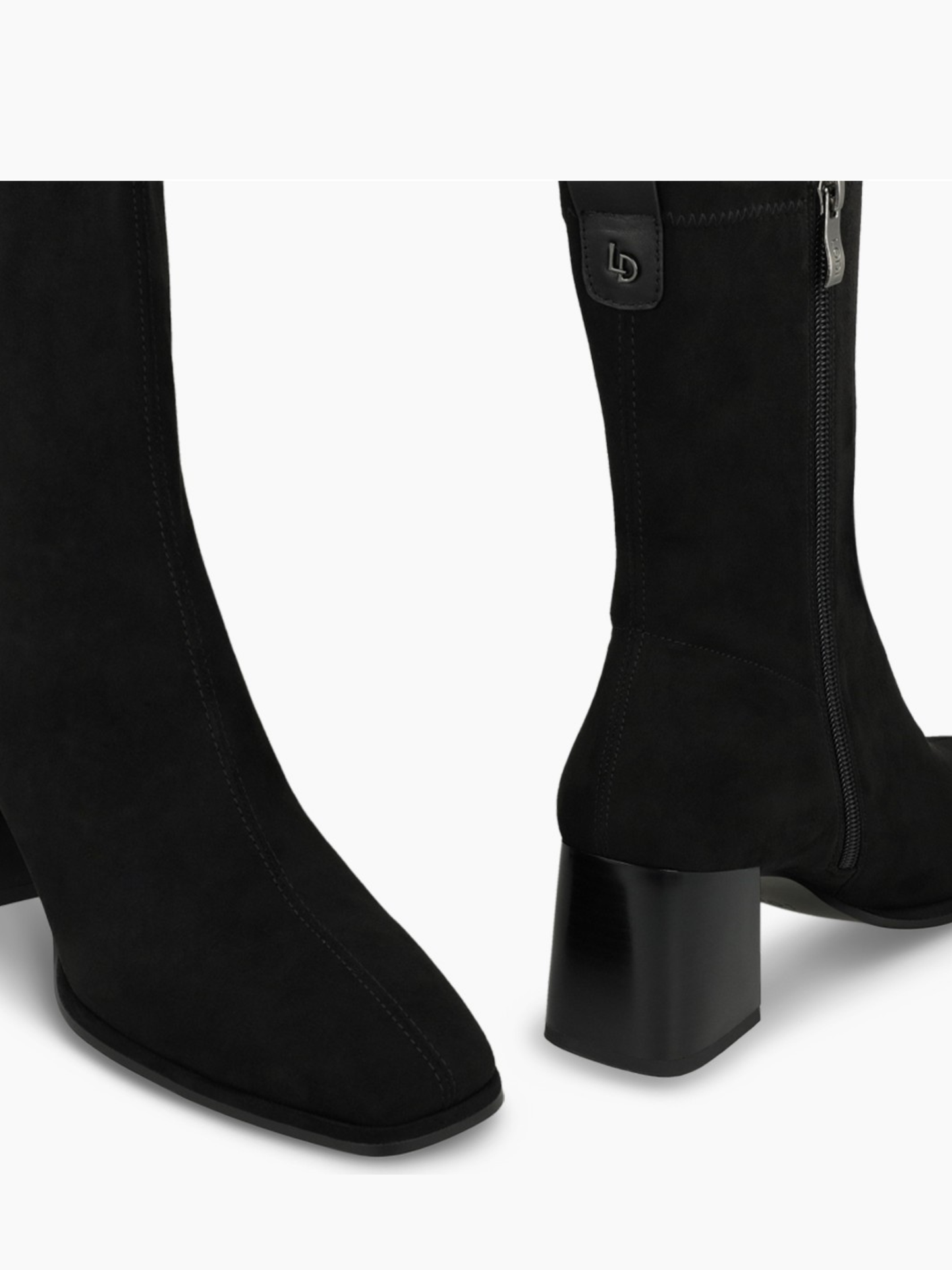 Lodi -Black Suede Block Heel Sock Boot
