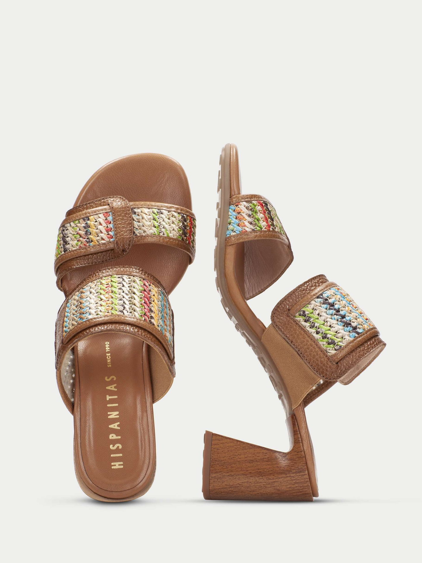 Hispanitas - Double Strap Multi Raffia Block Heel Sandal