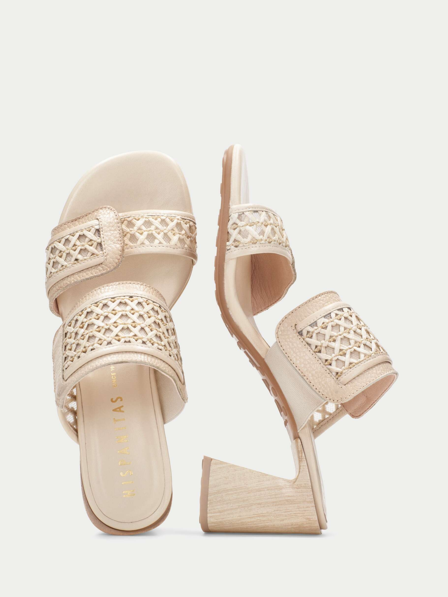 Hispanitas - Double Strap Raffia Hessian Block Heel Sandal