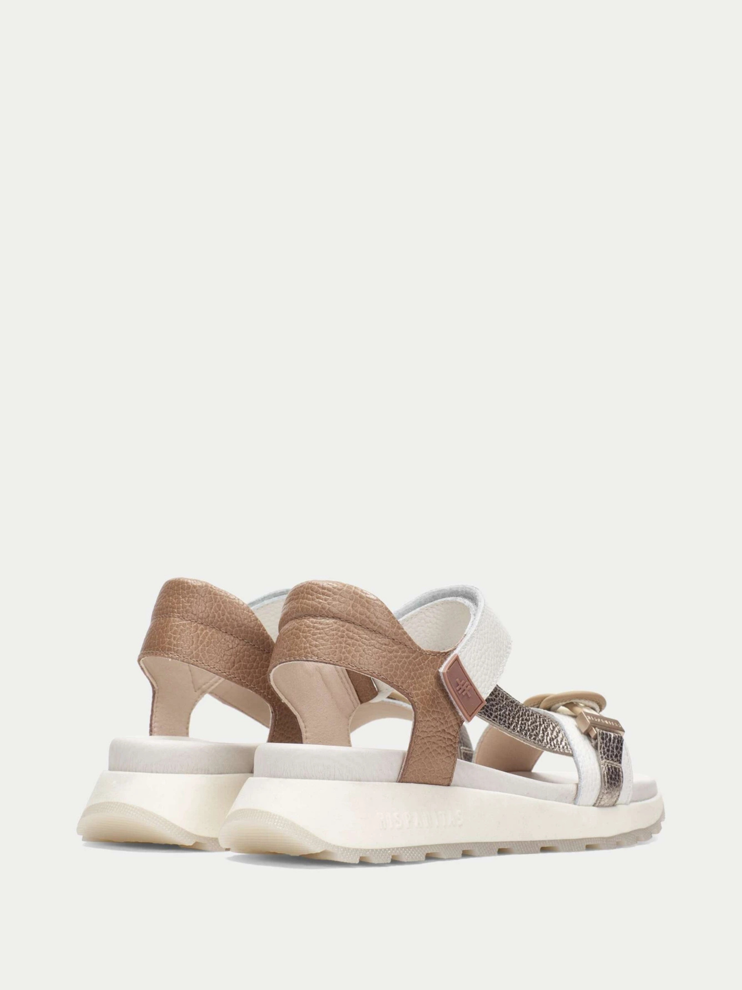 Hispanitas - White Velcro Chunky Sandal With Almond and Metallic Trim