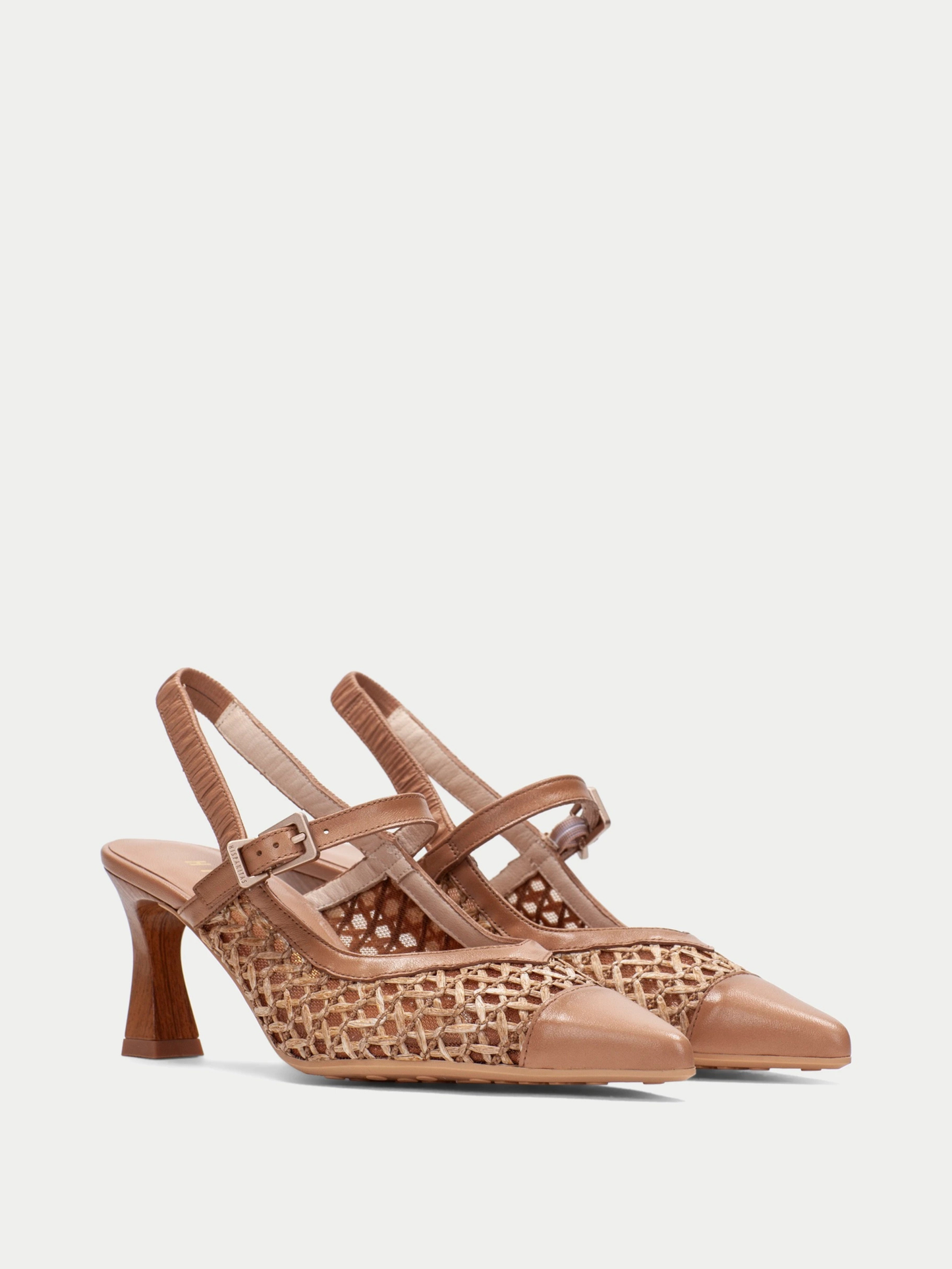 Hispanitas - Tan Pointy Toe Mary Jane Raffia Slingback Heels