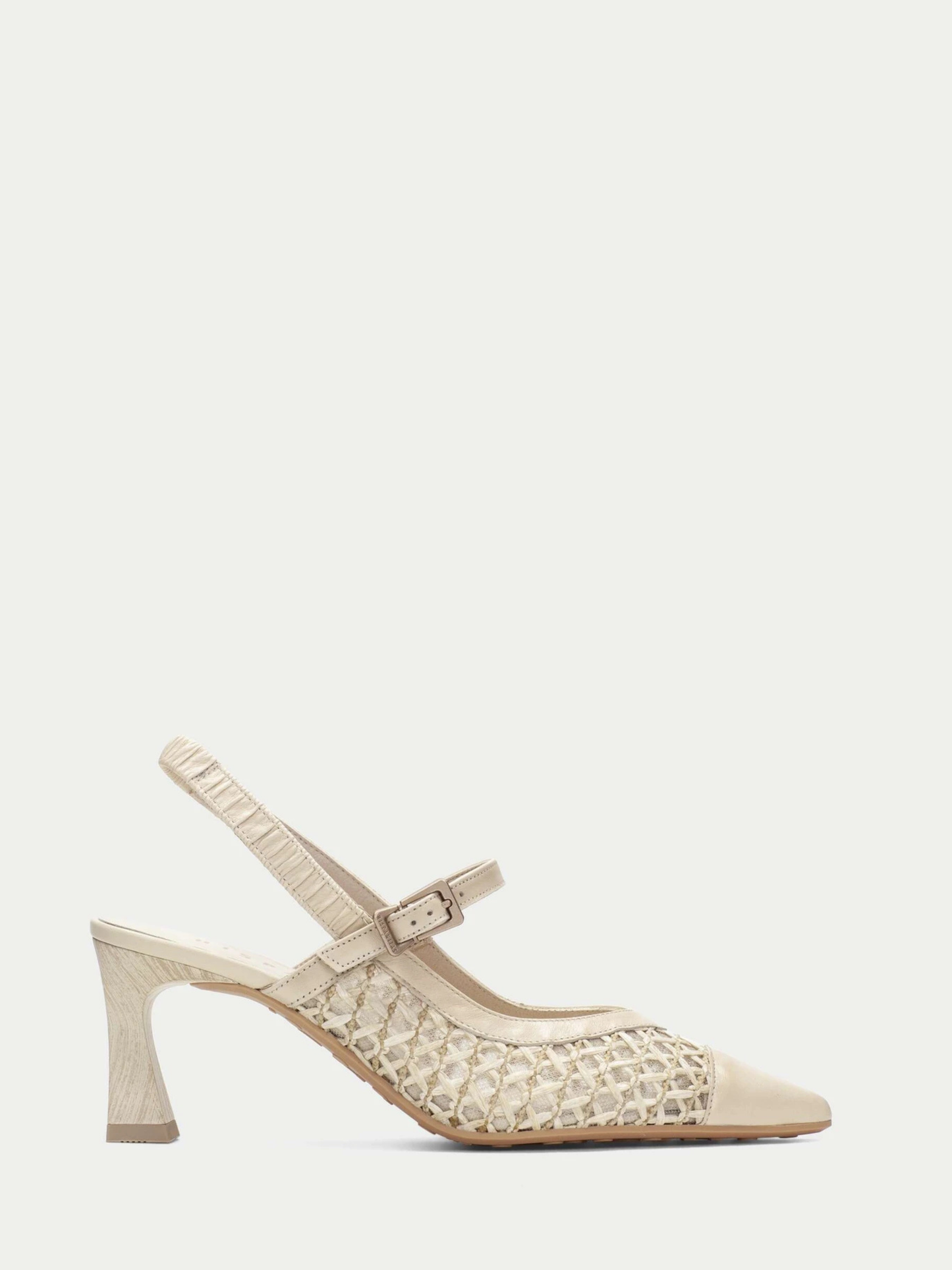 Hispanitas - Cream Pointy Toe Mary Jane Raffia Slingback Heels