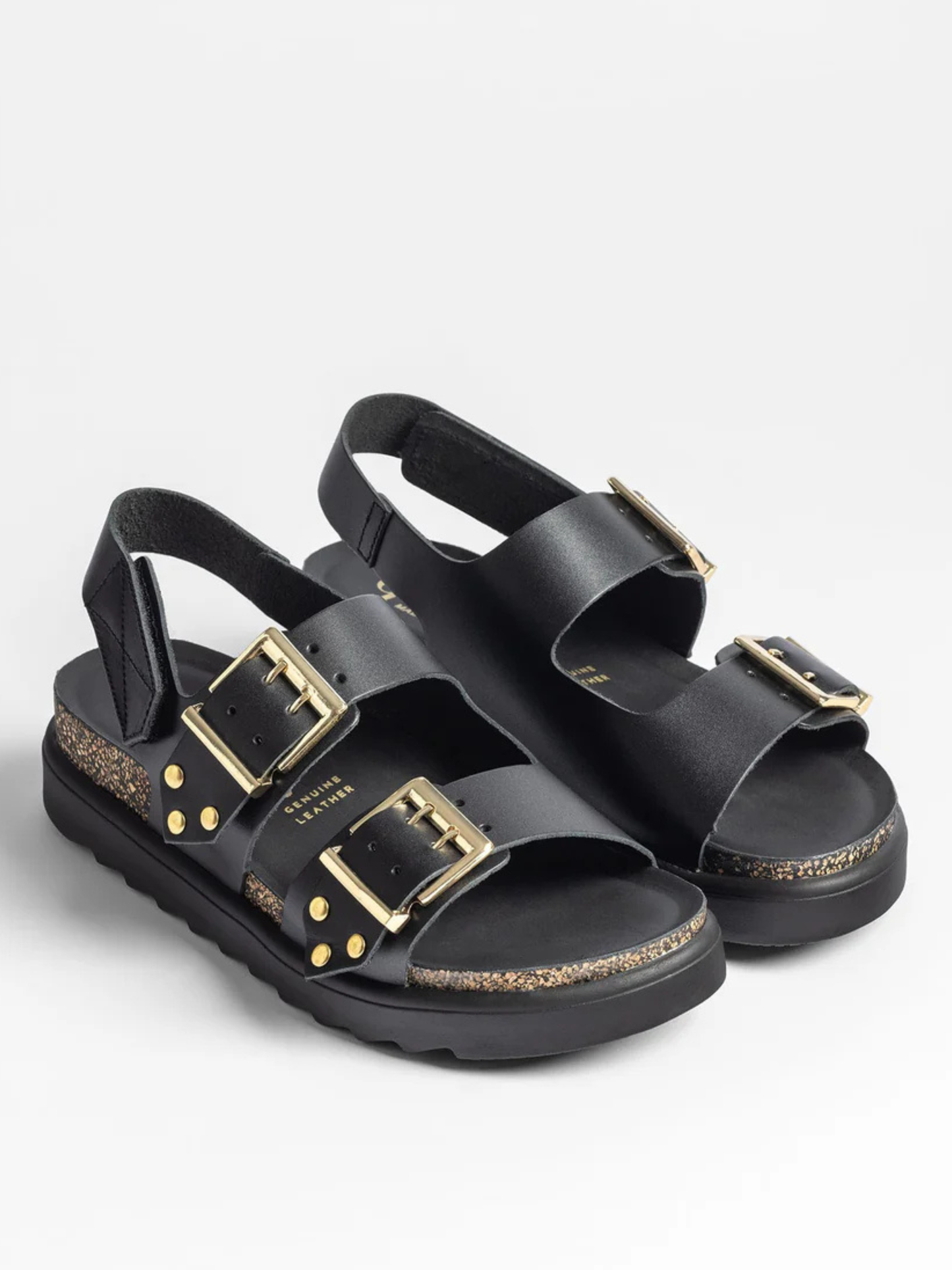 Yokono -Black Leather 2 Strap Sandal