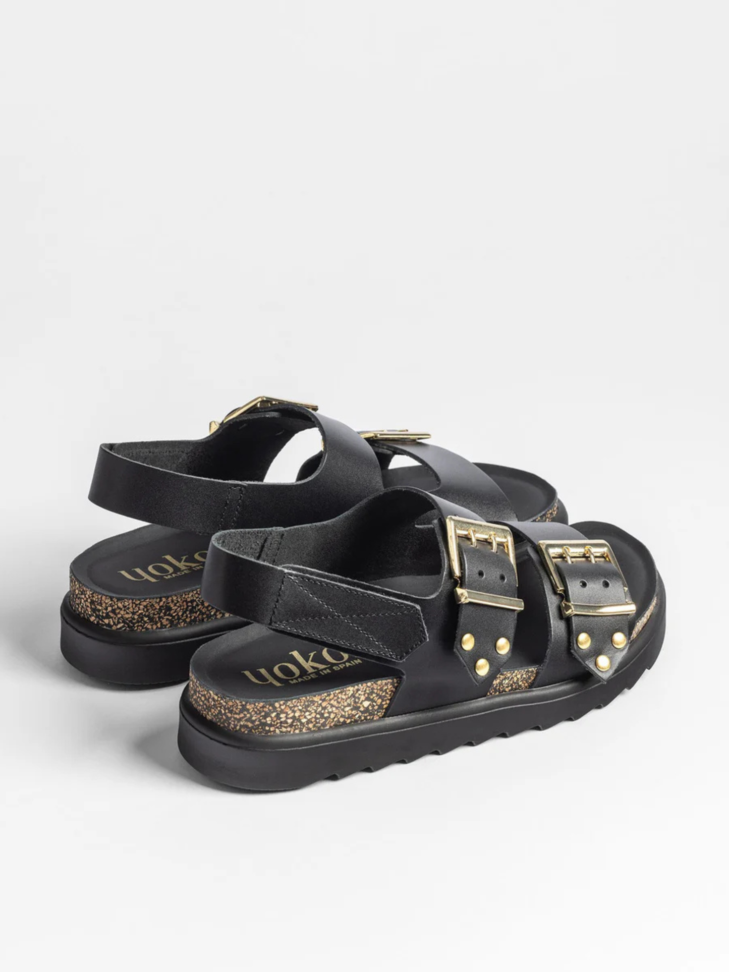 Yokono -Black Leather 2 Strap Sandal