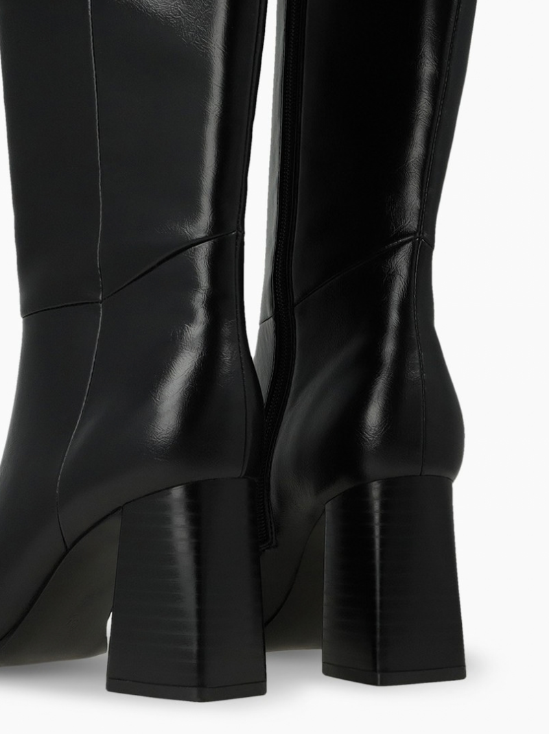 Lodi - Black Nappa Leather Long Block Heel Boot
