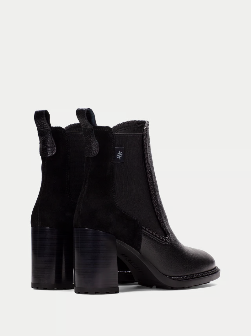 Hispanitas - Black Leather & Suede Mix Block Heel Boot