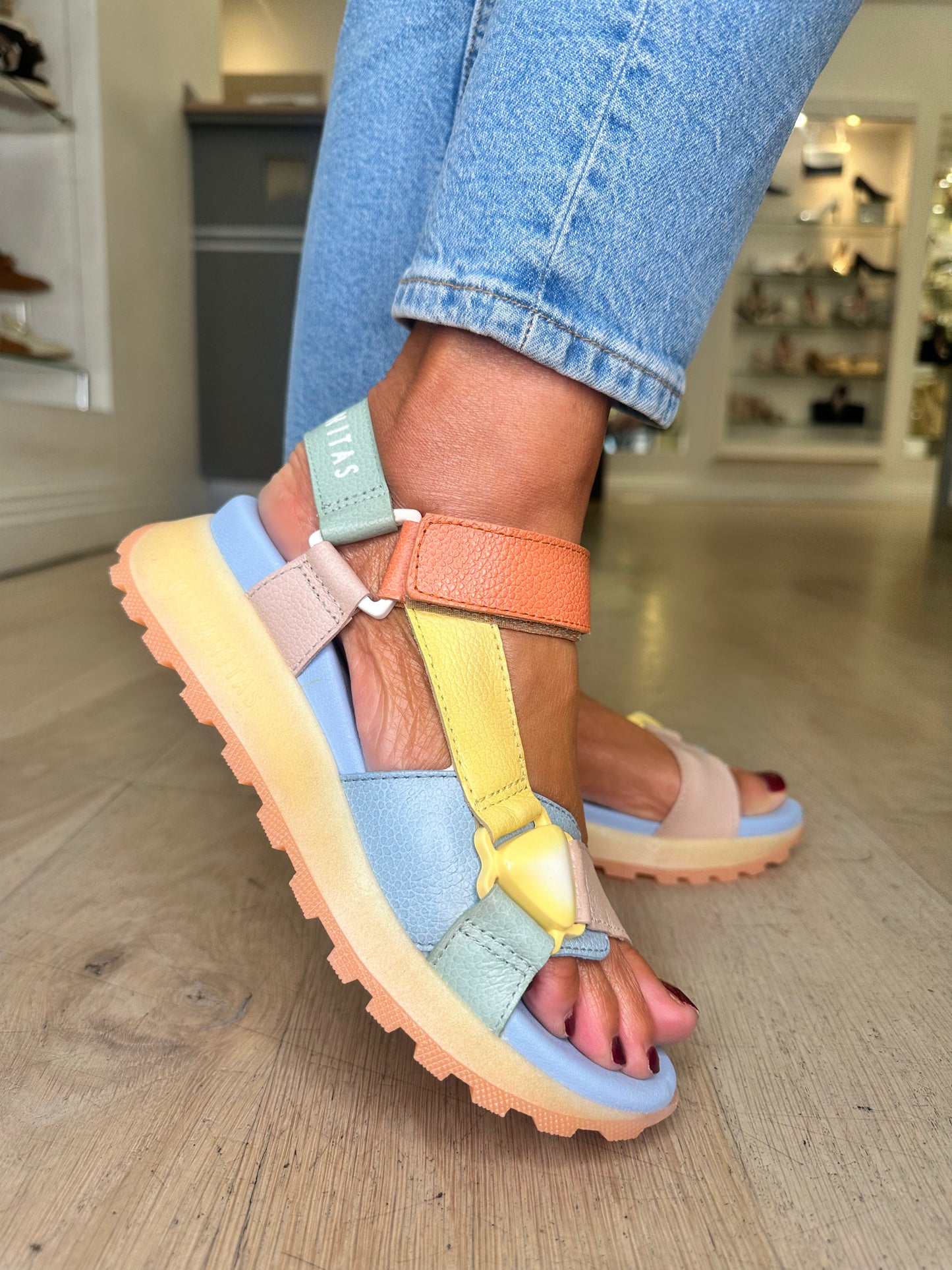 Hispanitas - Multi Coloured Leather Sandal With Velcro Strap