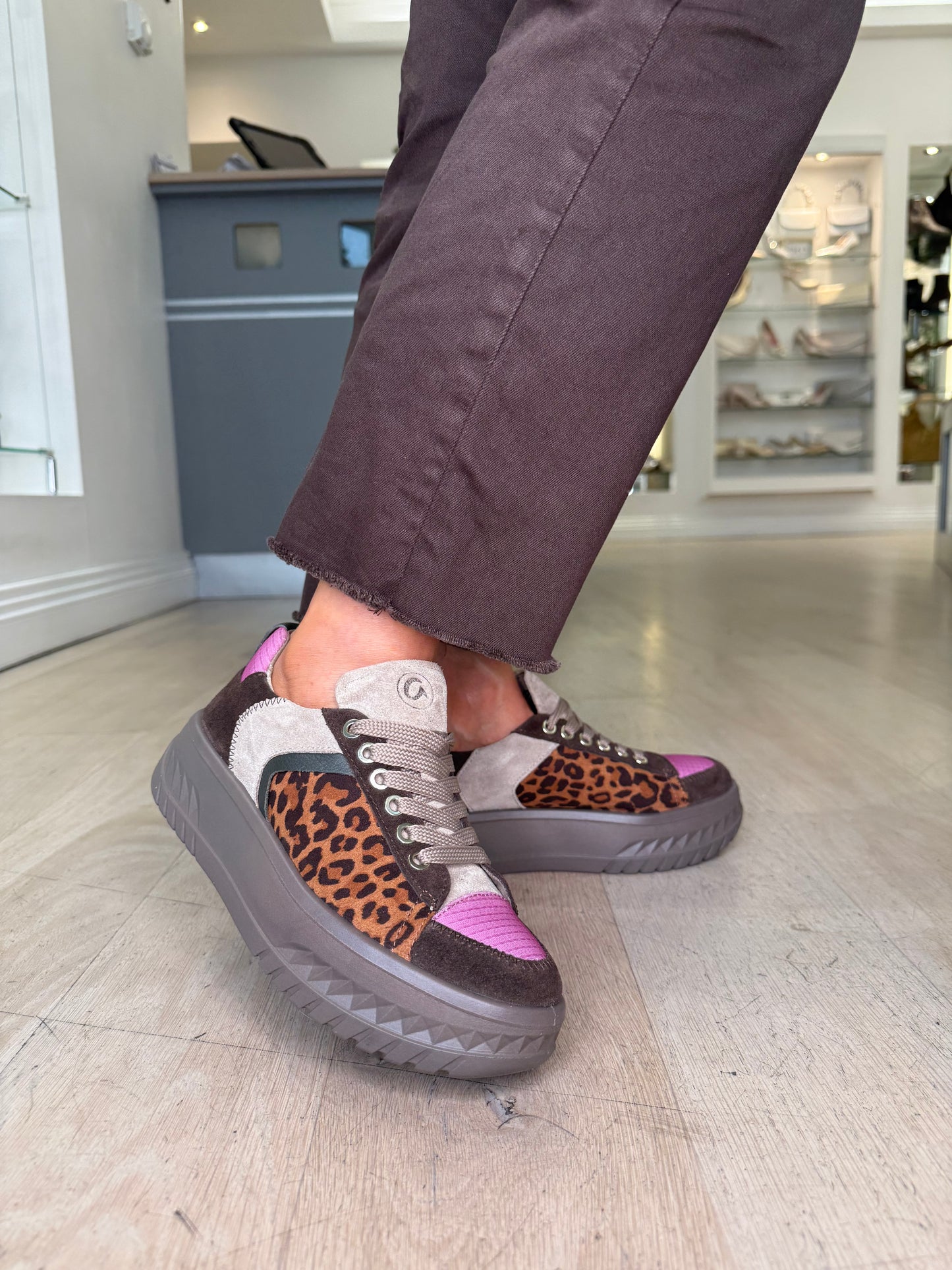 Ara - Monaco Multi Coloured Printed Lace Up Flatform Trainer
