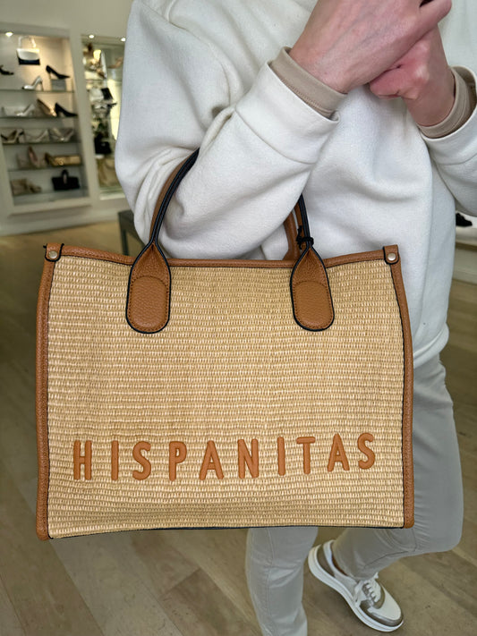 Hispanitas - Sand/Tan Raffia Large Tote Bag