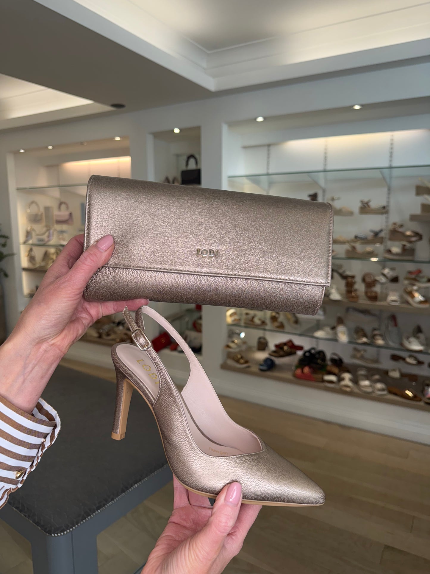 Lodi - Soft Metallic Bronze Pointy Toe Slingback Court