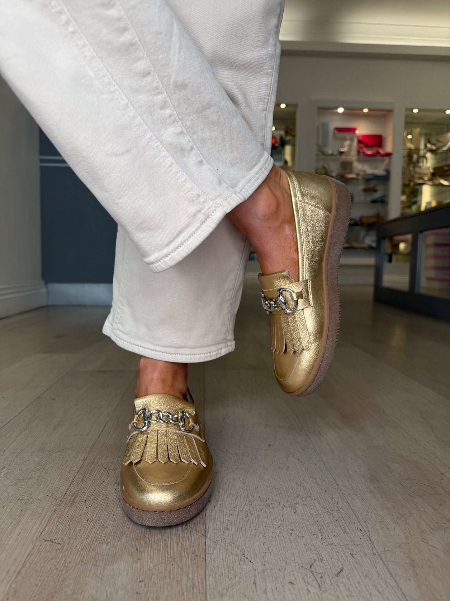 Marco Moreo - Antique Gold Loafer Style Shoe With Gum Sole