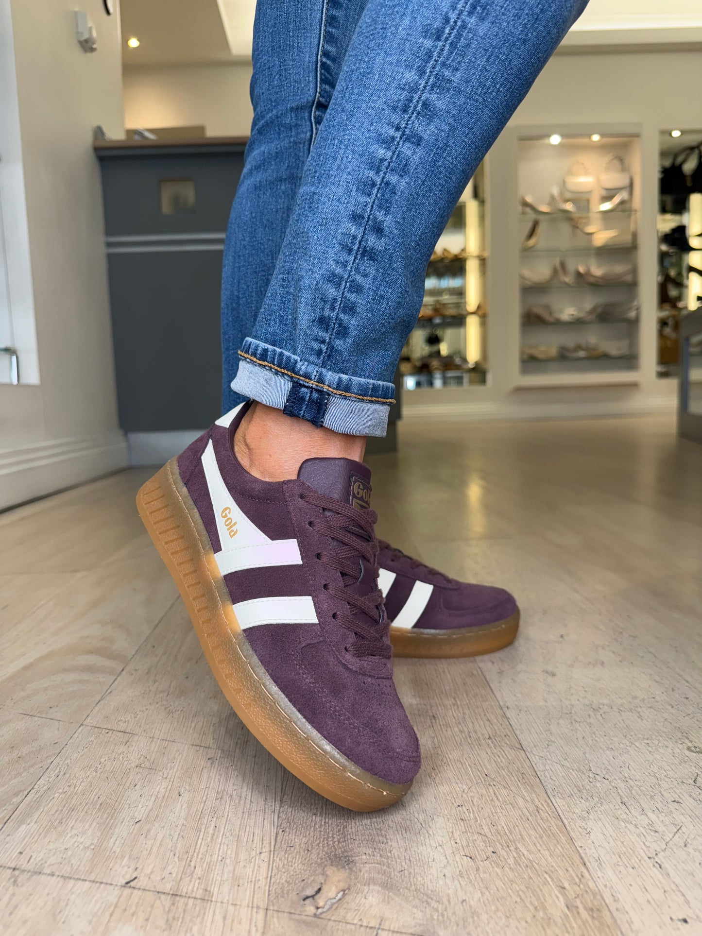 Gola - Grandslam Plum Suede Trainer With White Trim