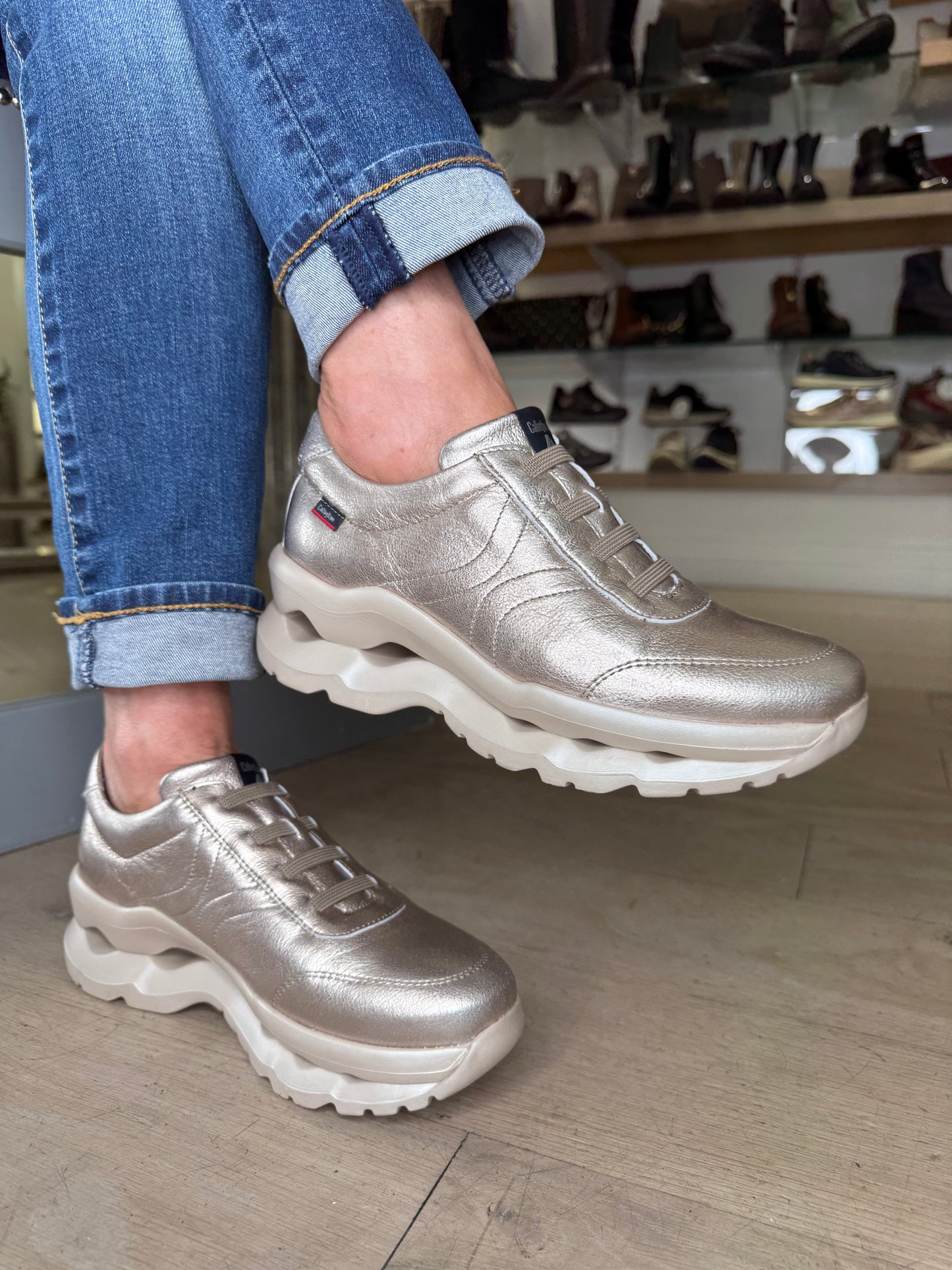 Callaghan - Soft Gold Pull On Chunky Trainer