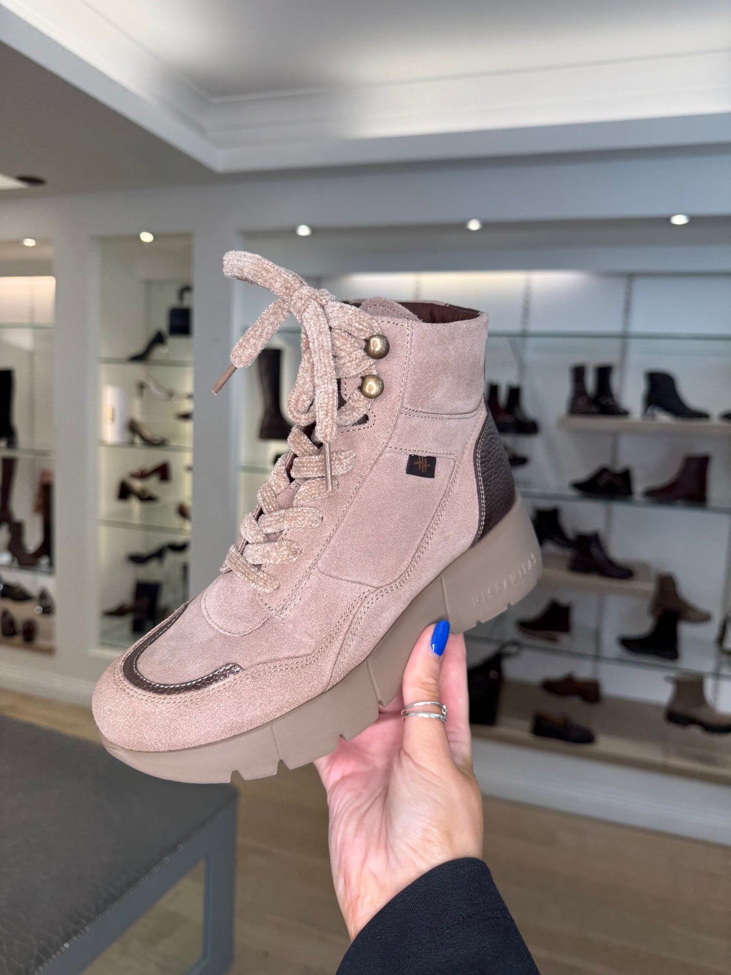 Hispanitas - Taupe Suede & Soft Bronze Mix Lace Up Sporty Boot