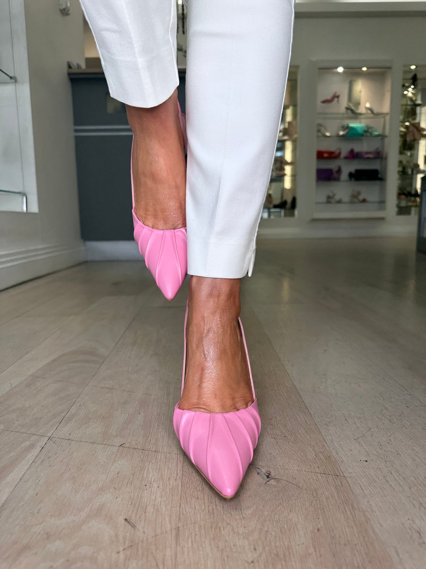 Lodi - Barbie Pink Pointy Toe Sling Back Stiletto Heel