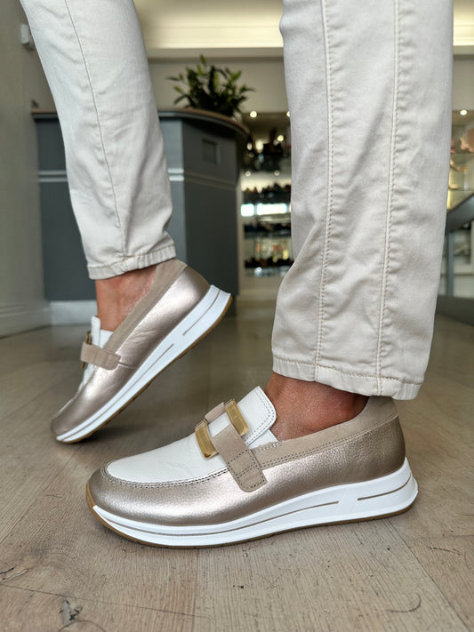 Ara - Rich Cream/Bronze Leather Slip On Shoe