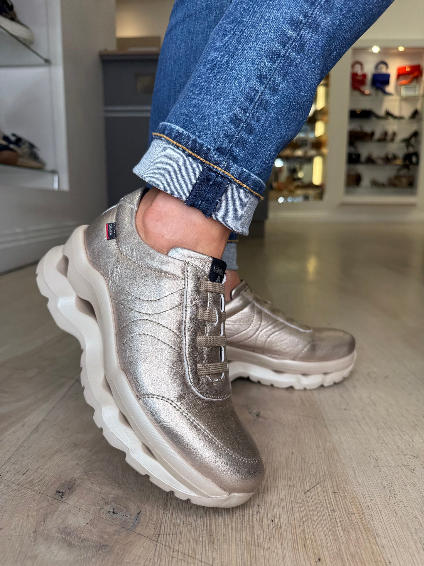 Callaghan - Soft Gold Pull On Chunky Trainer