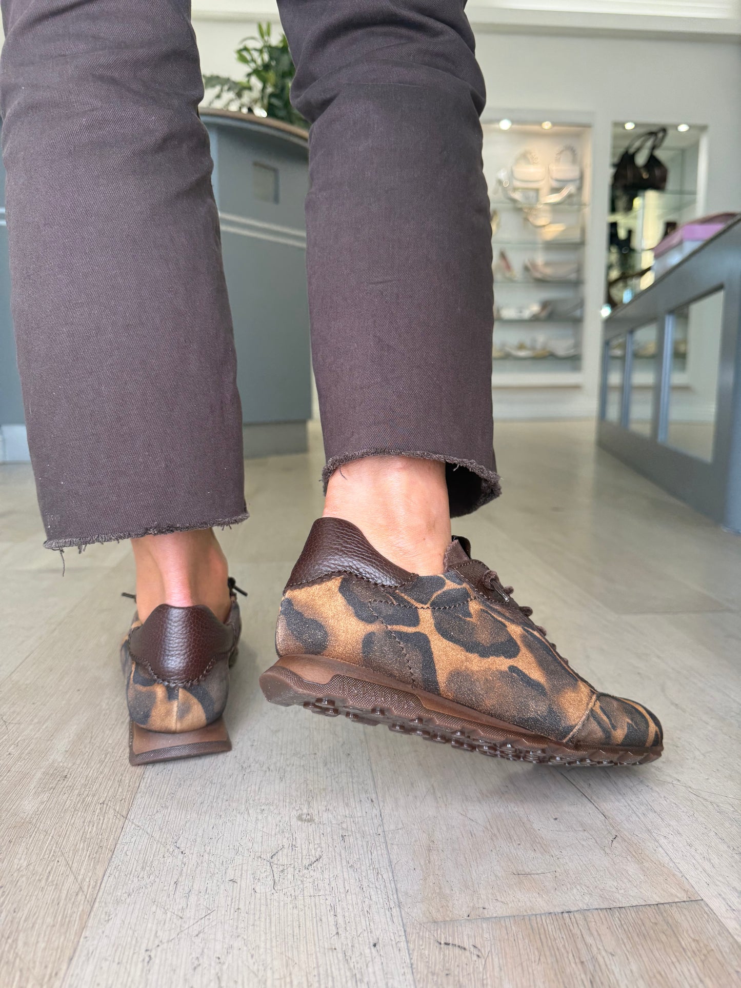 Hispanitas - Rich Leopard Print Trainer With Brown Leather Trim
