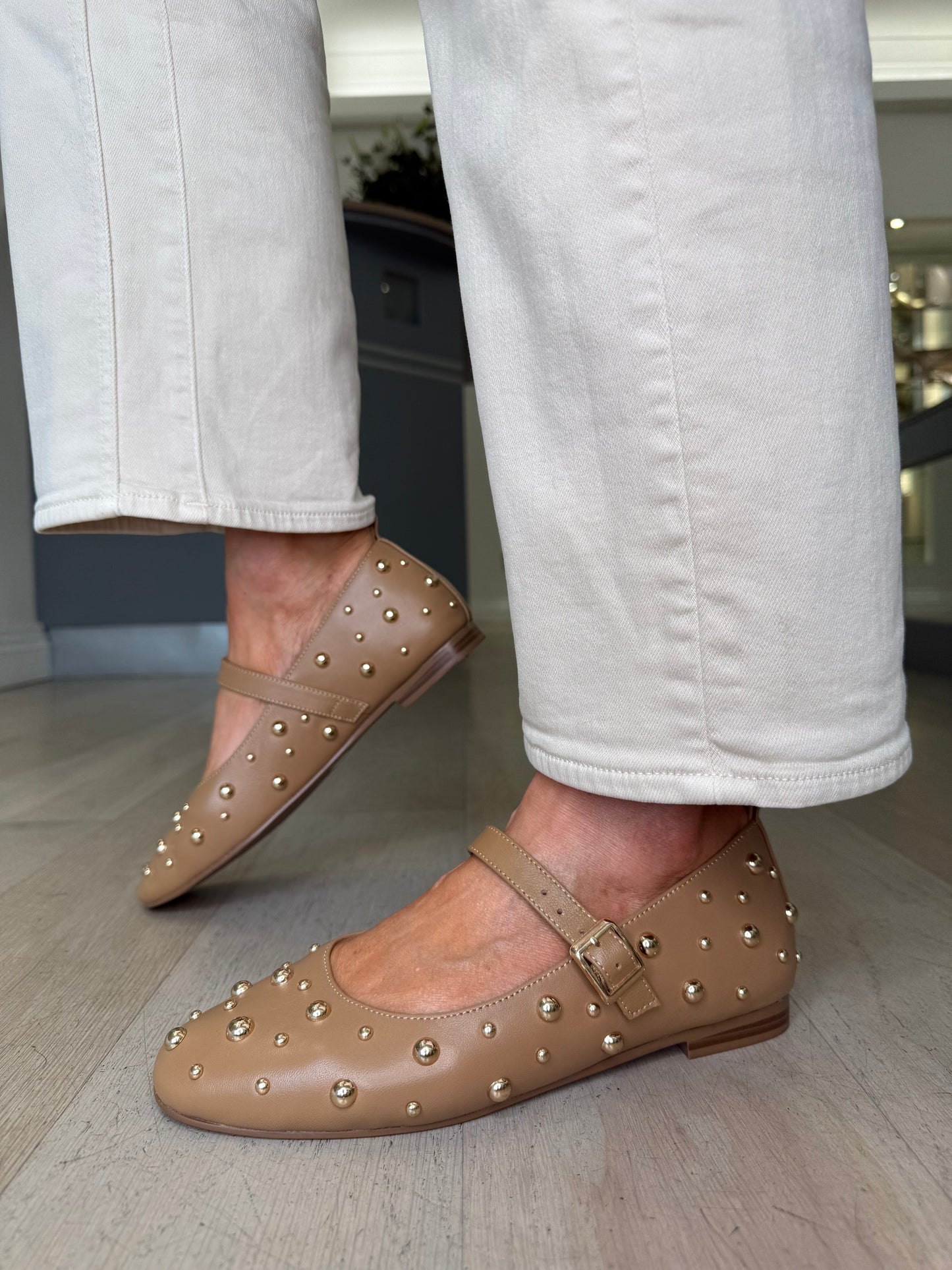 Pedro Anton (By Marian) - Rich Camel Gold Stud Mary Jane Pomp