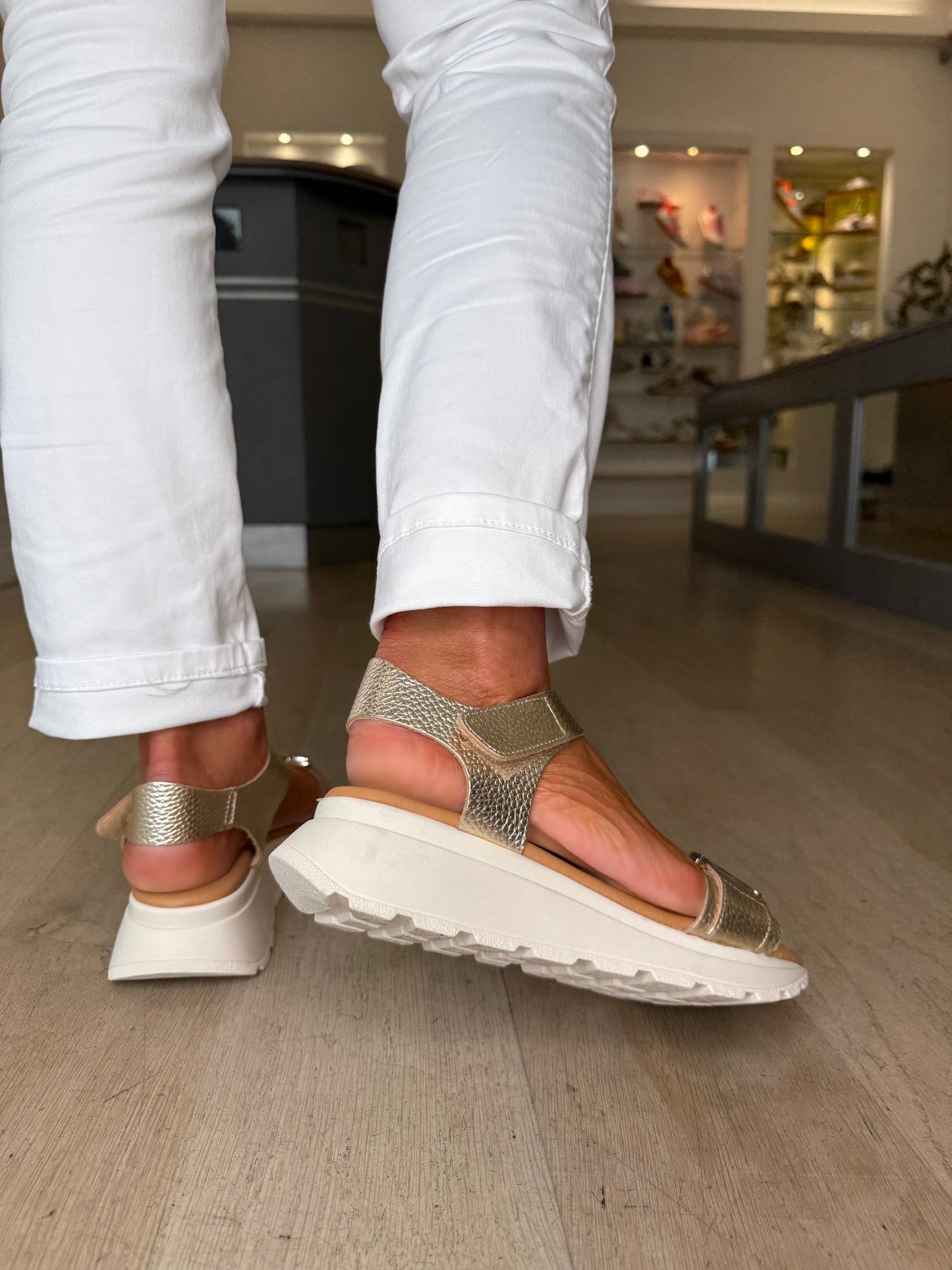 Oh My Sandals - Soft Metallic Gold Sporty Sole Sandal With Gold/Silver Trim