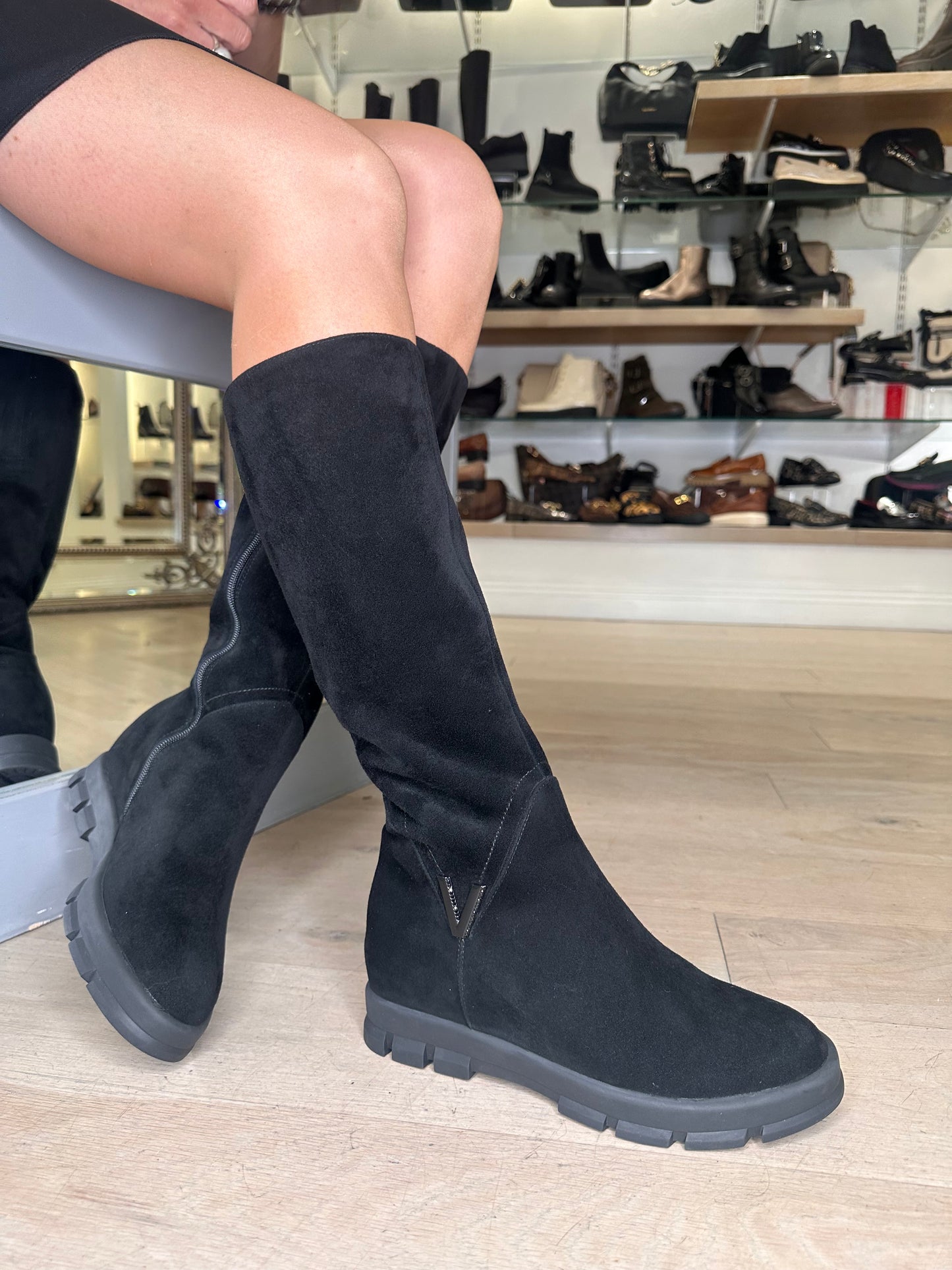 Loretta Vitale - Black Suede Long Black Boot