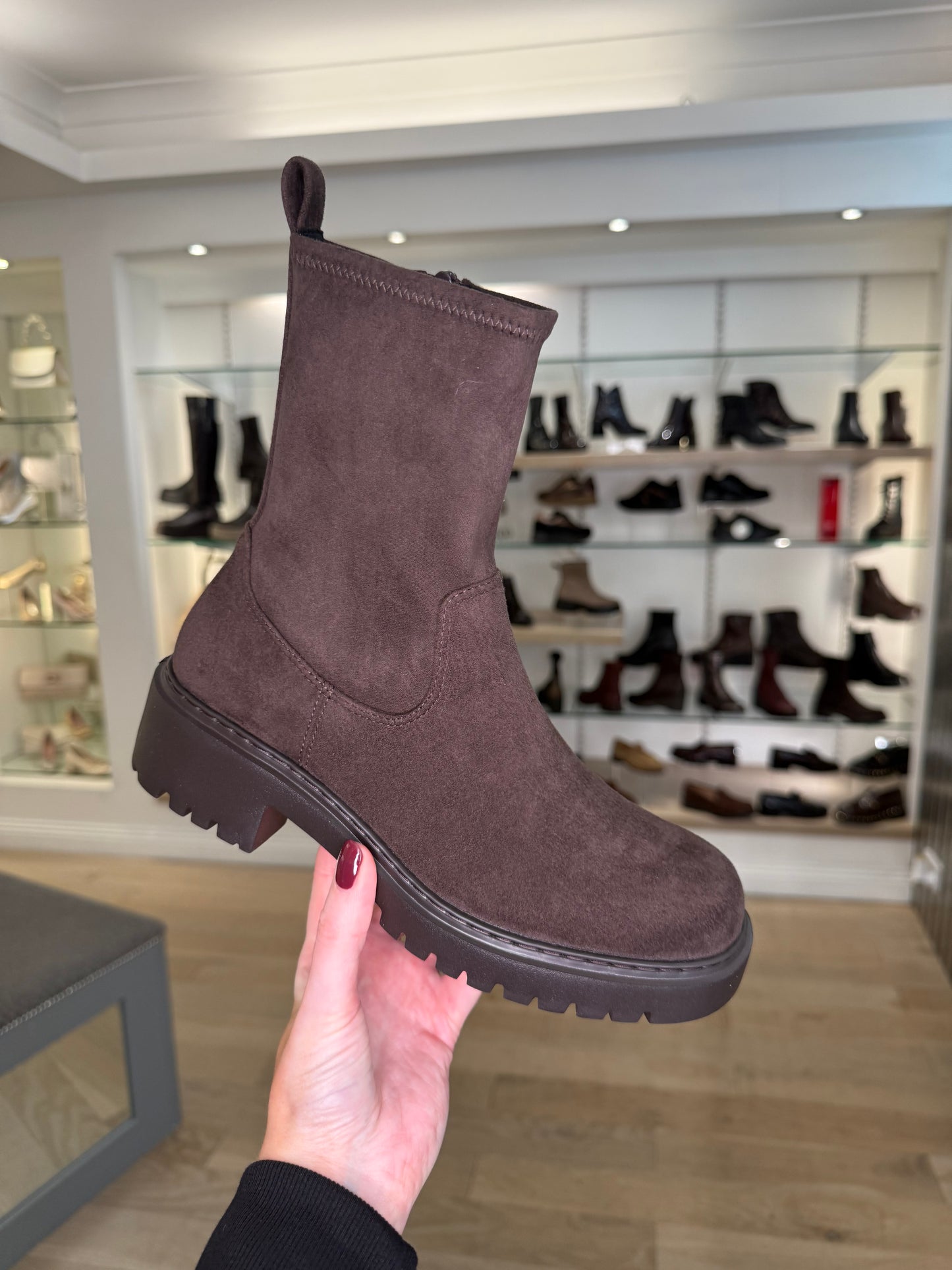 Unisa -Brown Suede Stretch Chelsea Style Boot