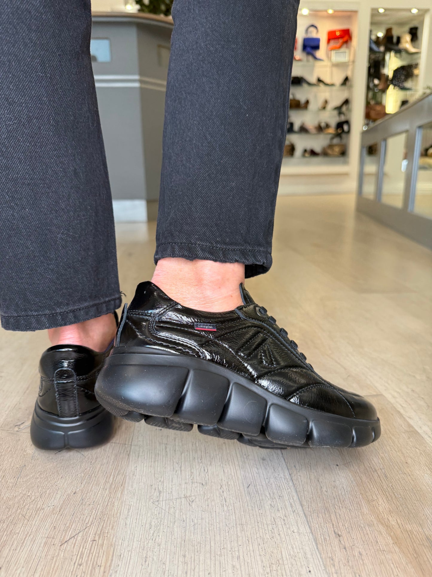 Callaghan - Black Flexy Padded Patent Leather With Chunky Sole