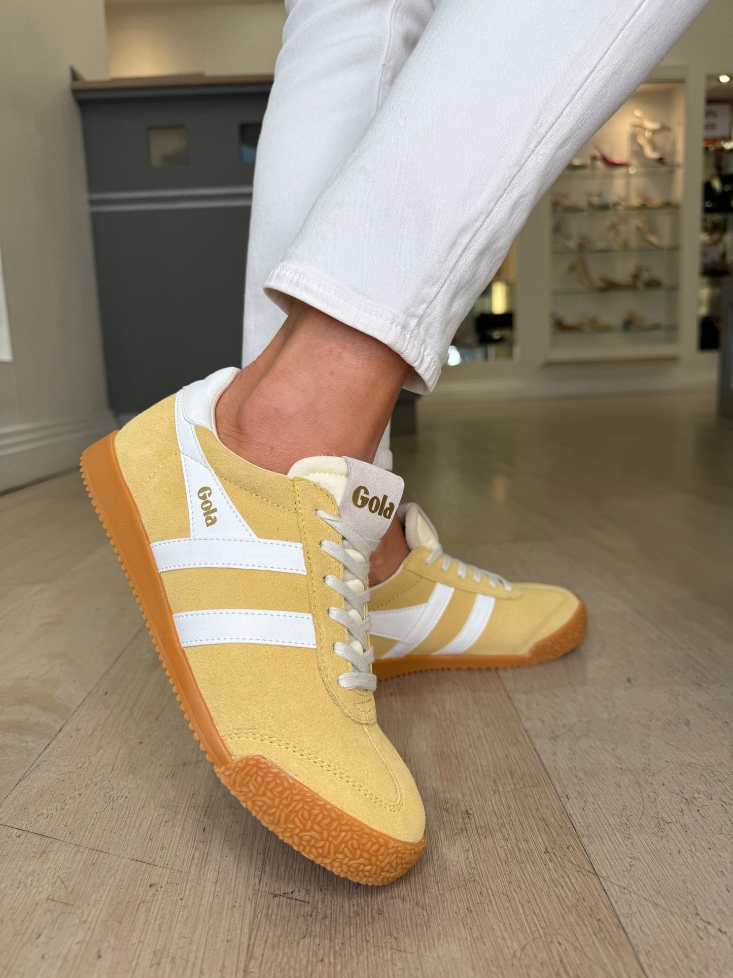 Gola - Elan Cornflower Yellow Suede Trainer With White Leather Trim