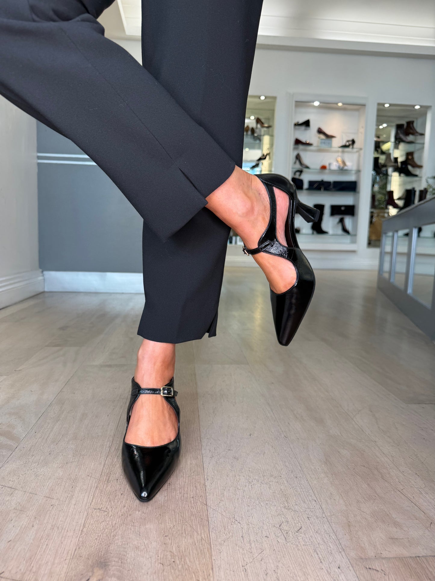 Lodi -Black Flexy Patent Mary Jane Style Shoe