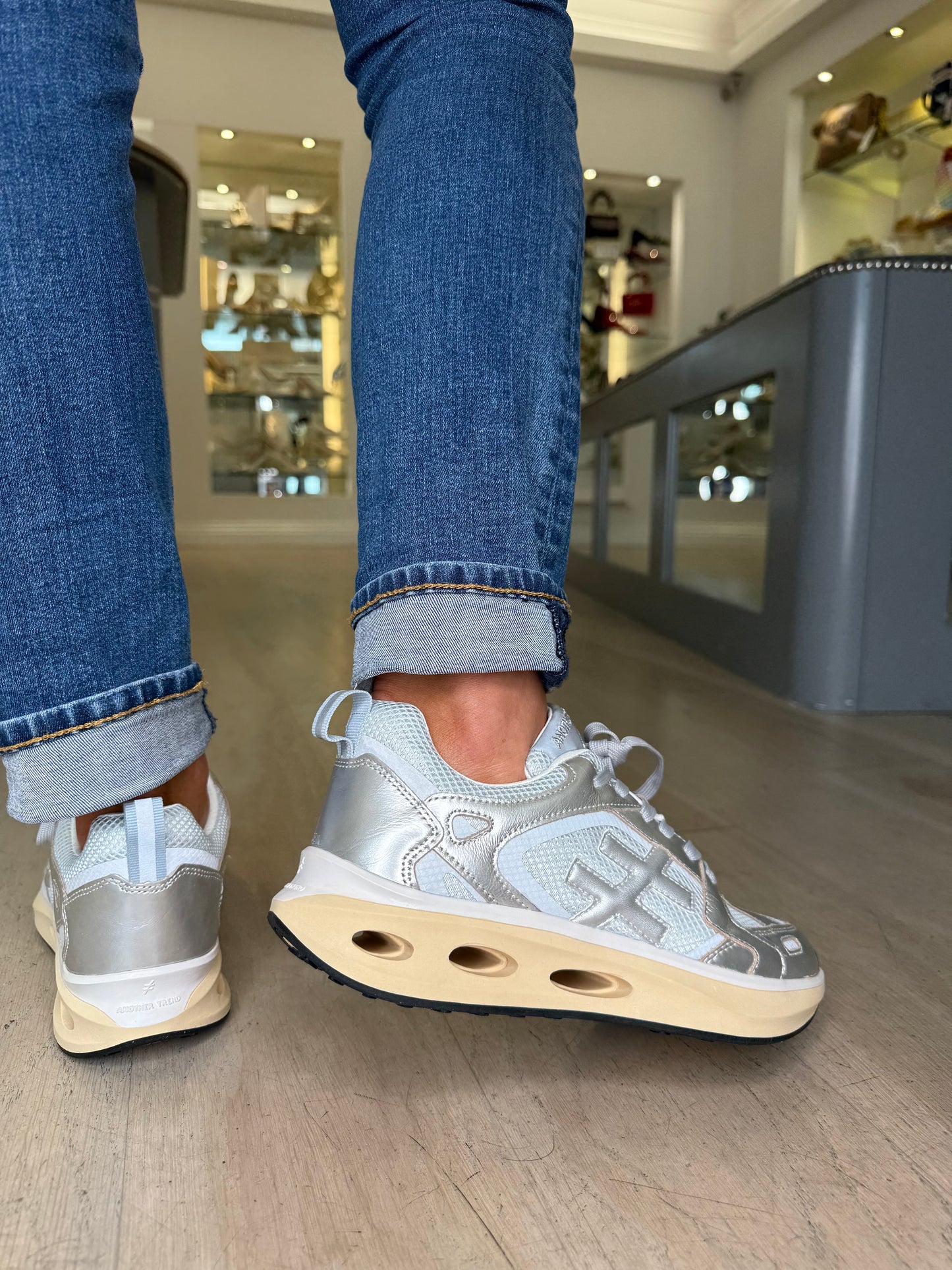 Another Trend - Metallic Silver Chunky Trainer