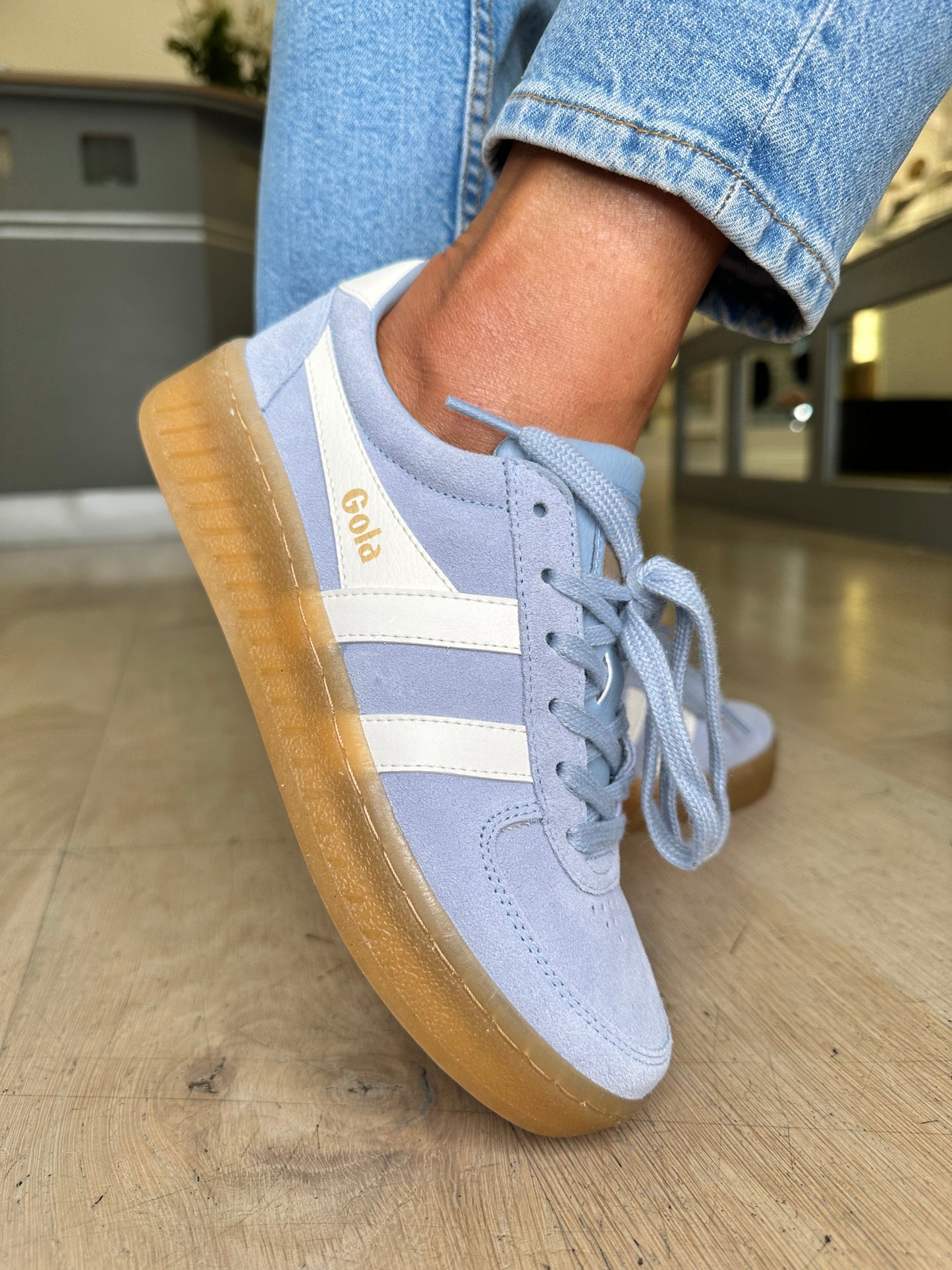 Gola - Grandslam Sky Blue Suede / White Trim Trainer